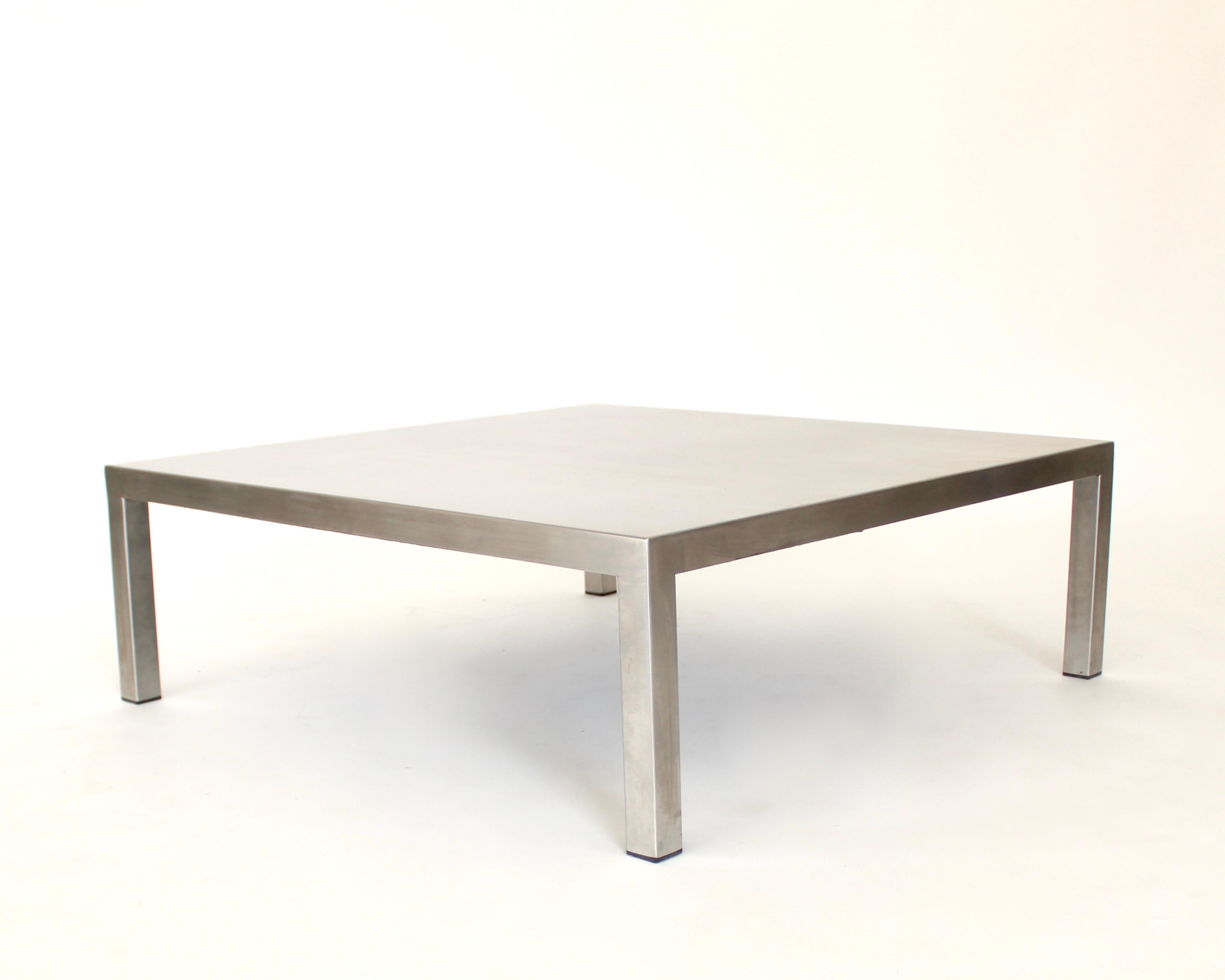Maria Pergay Large Square French Stainless Steel Coffee Table, circa 1970 2