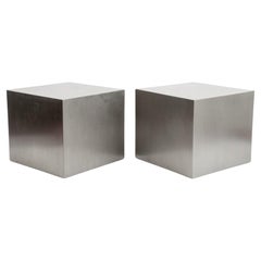 Vintage Maria Pergay Mesa Cube Tables, Pair