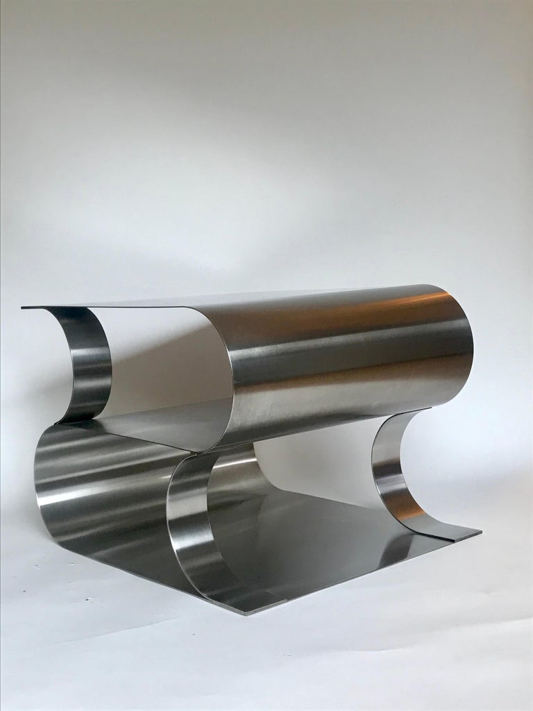 Maria Pergay Occasional Steel Table, 1970's For Sale 3