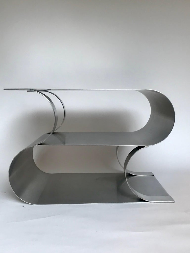 Maria Pergay Occasional Steel Table, 1970's For Sale 1