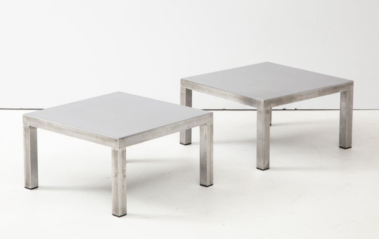 Mid-Century Modern Maria Pergay, Pair of Low Tables, Table Droite, Maison et Jardin, Paris, 1971