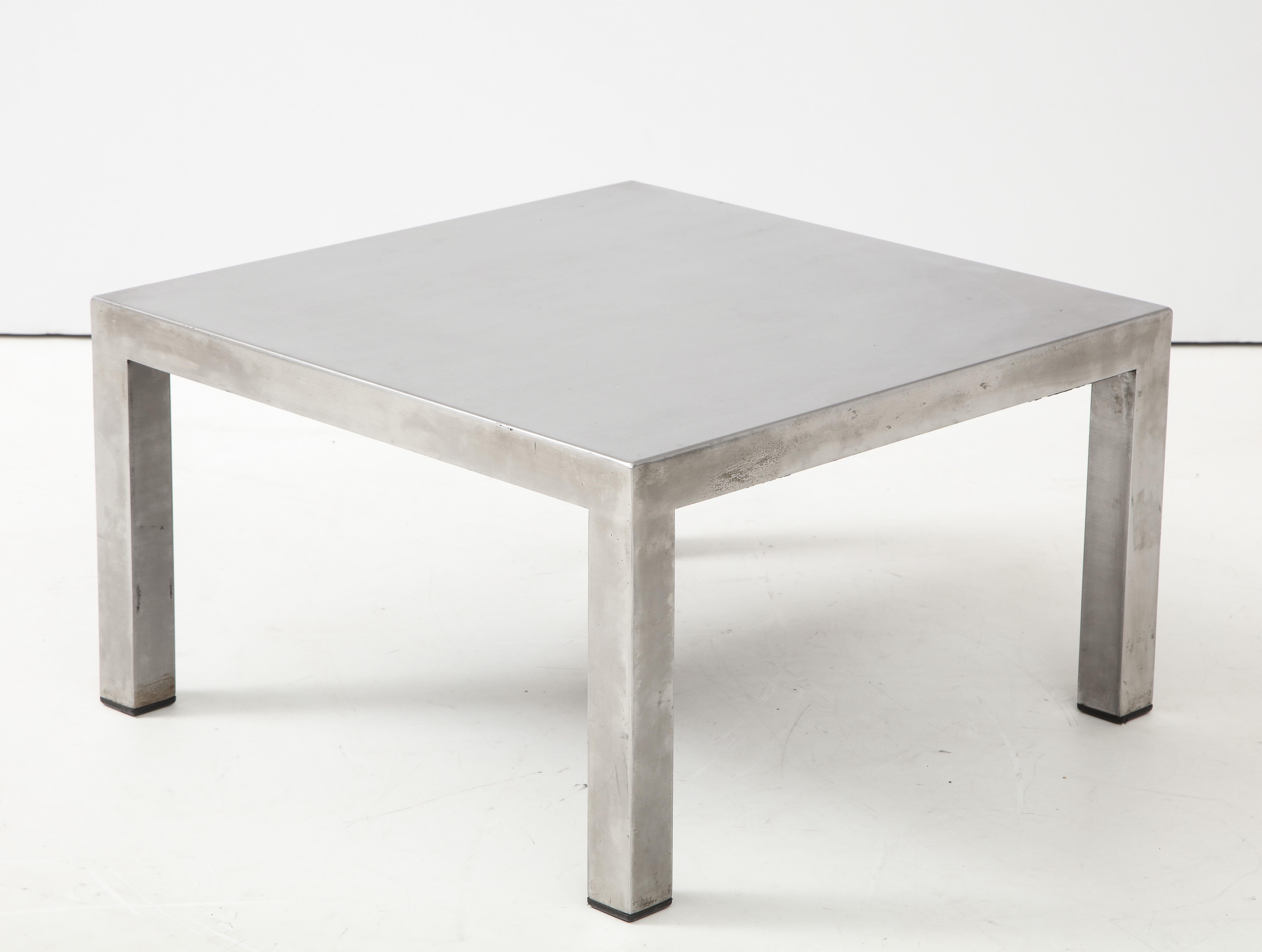 Stainless Steel Maria Pergay, Pair of Low Tables, Table Droite, Maison et Jardin, Paris, 1971