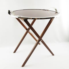 Maria Pergay Silver Plate Belt Serving Tray Folding Table