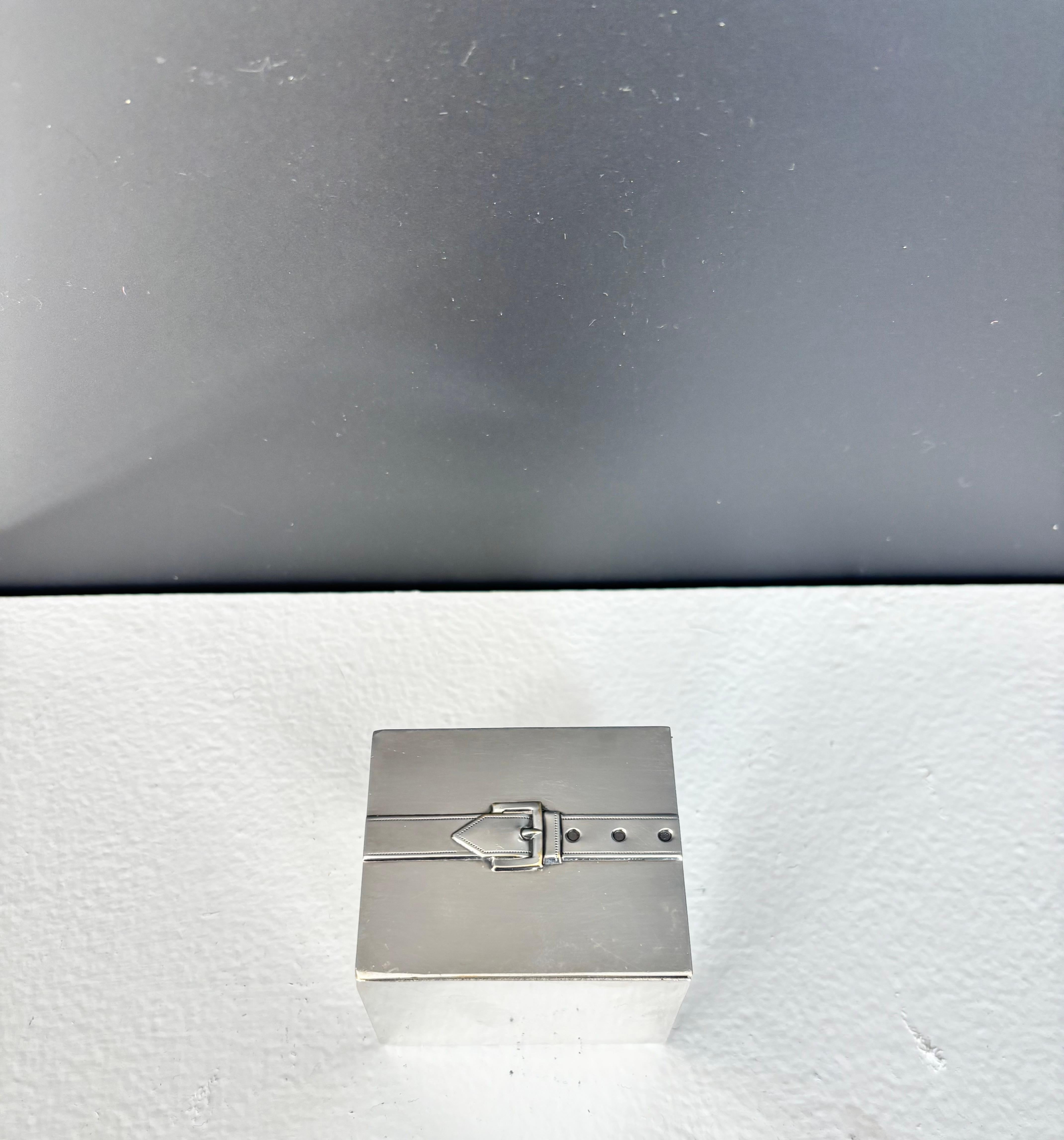 Maria Pergay Silverplate Small Box with Buckle Motif France c1970 In Good Condition For Sale In Chicago, IL