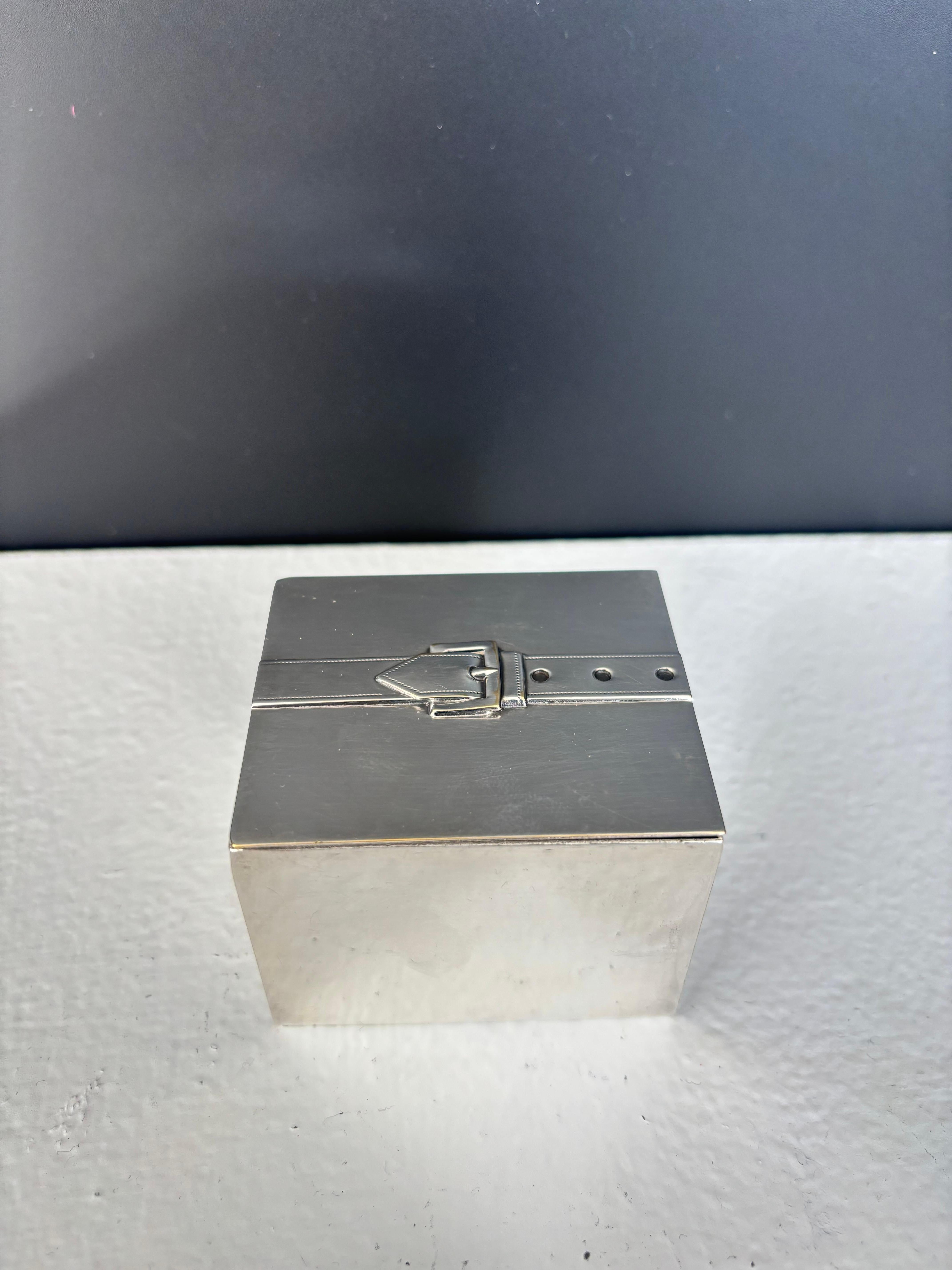 Late 20th Century Maria Pergay Silverplate Small Box with Buckle Motif France c1970 For Sale