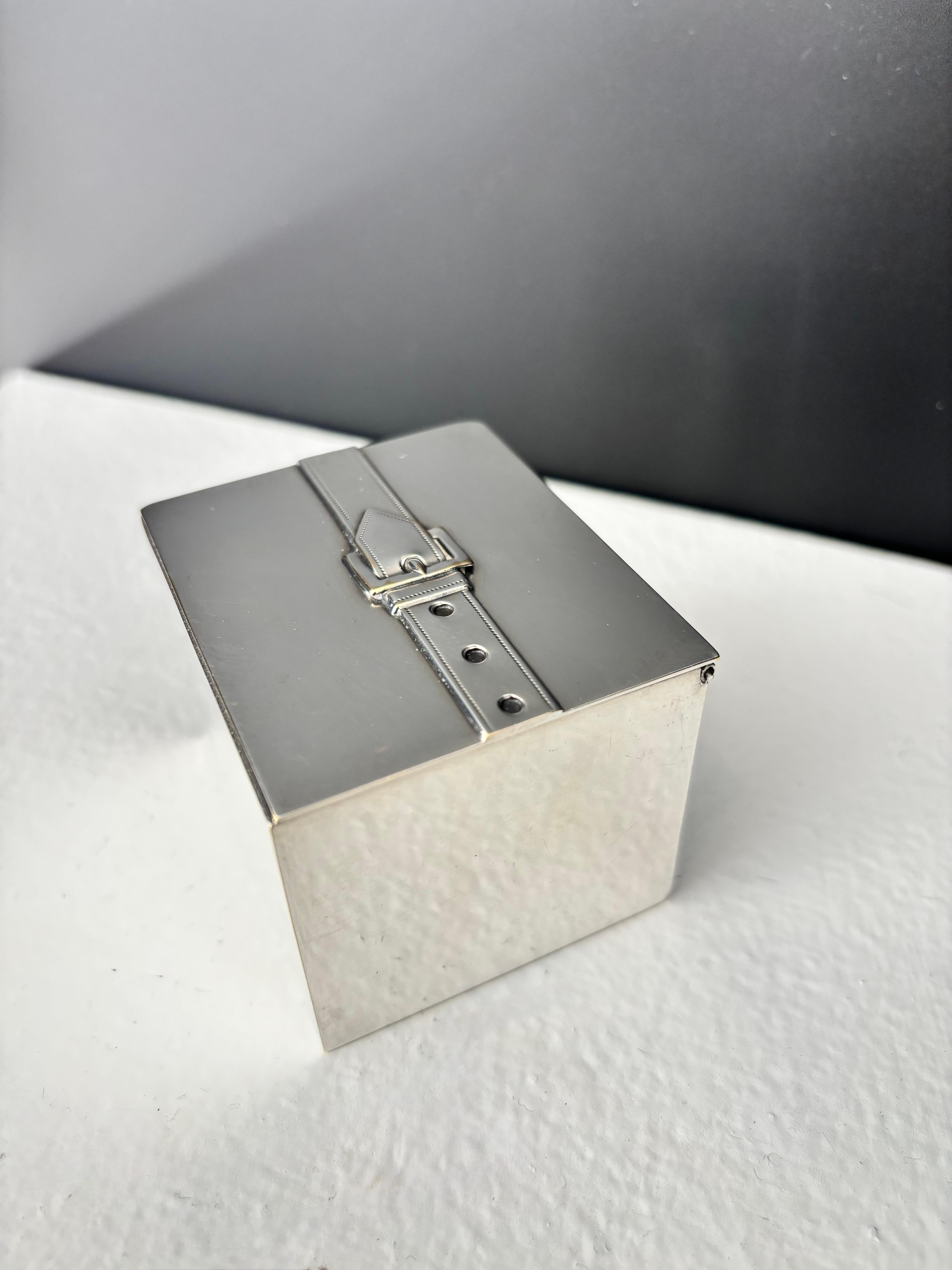 Silver Plate Maria Pergay Silverplate Small Box with Buckle Motif France c1970 For Sale