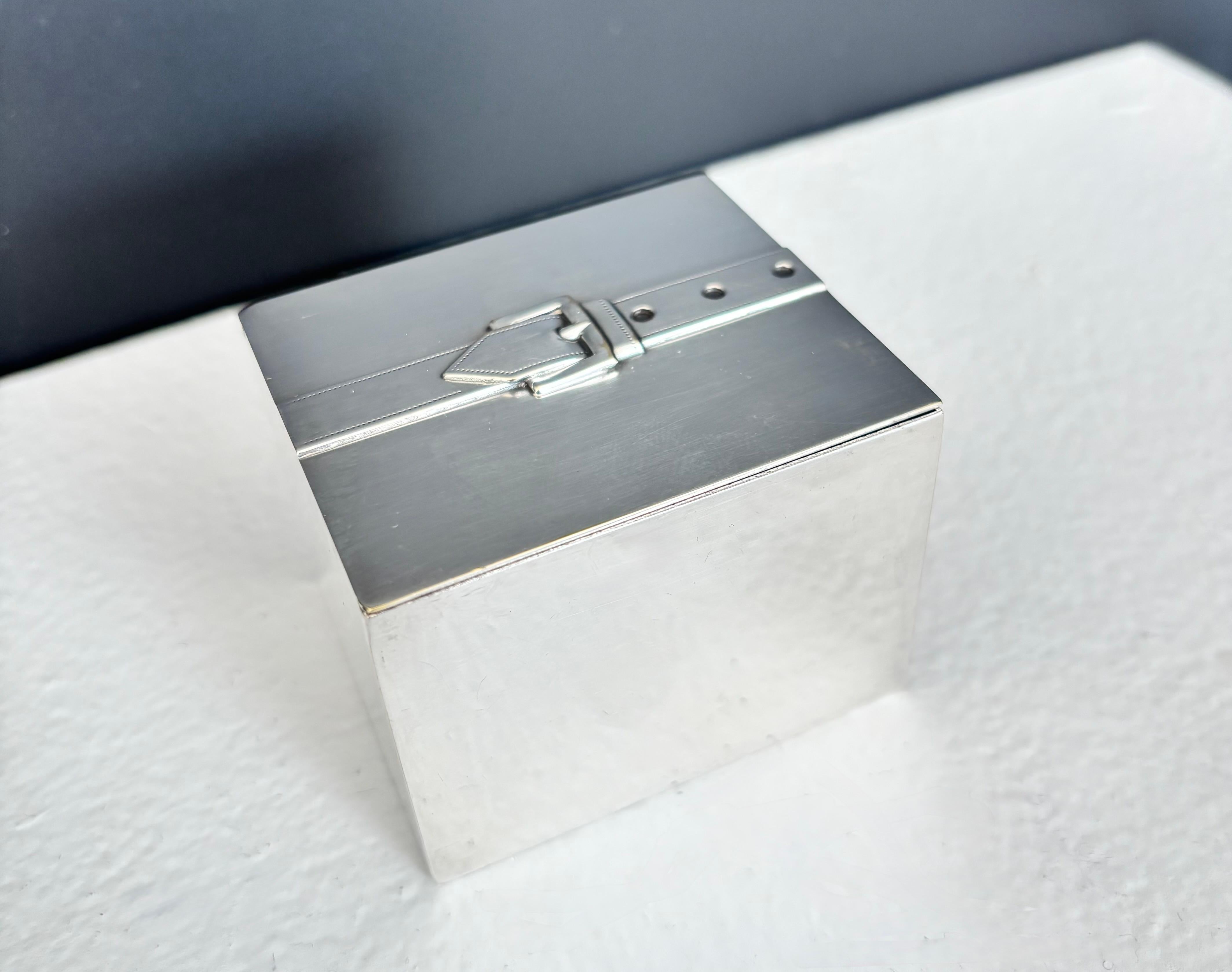 Maria Pergay Silverplate Small Box with Buckle Motif France c1970 For Sale 2