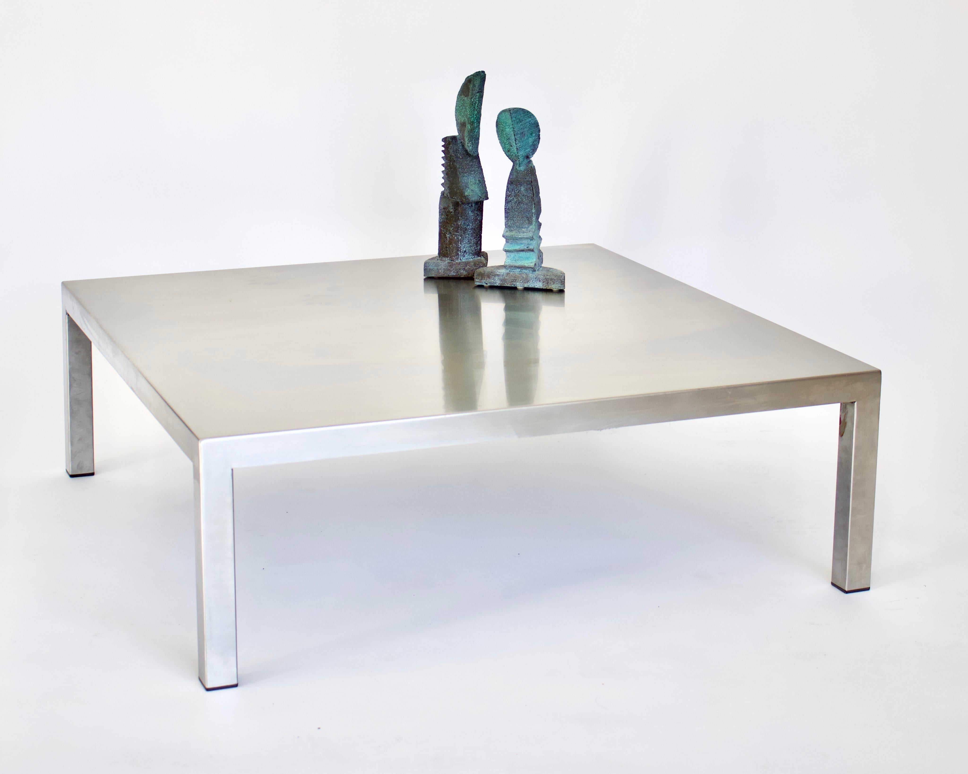 Maria Pergay Square French Stainless Steel Coffee Table, circa 1970 6