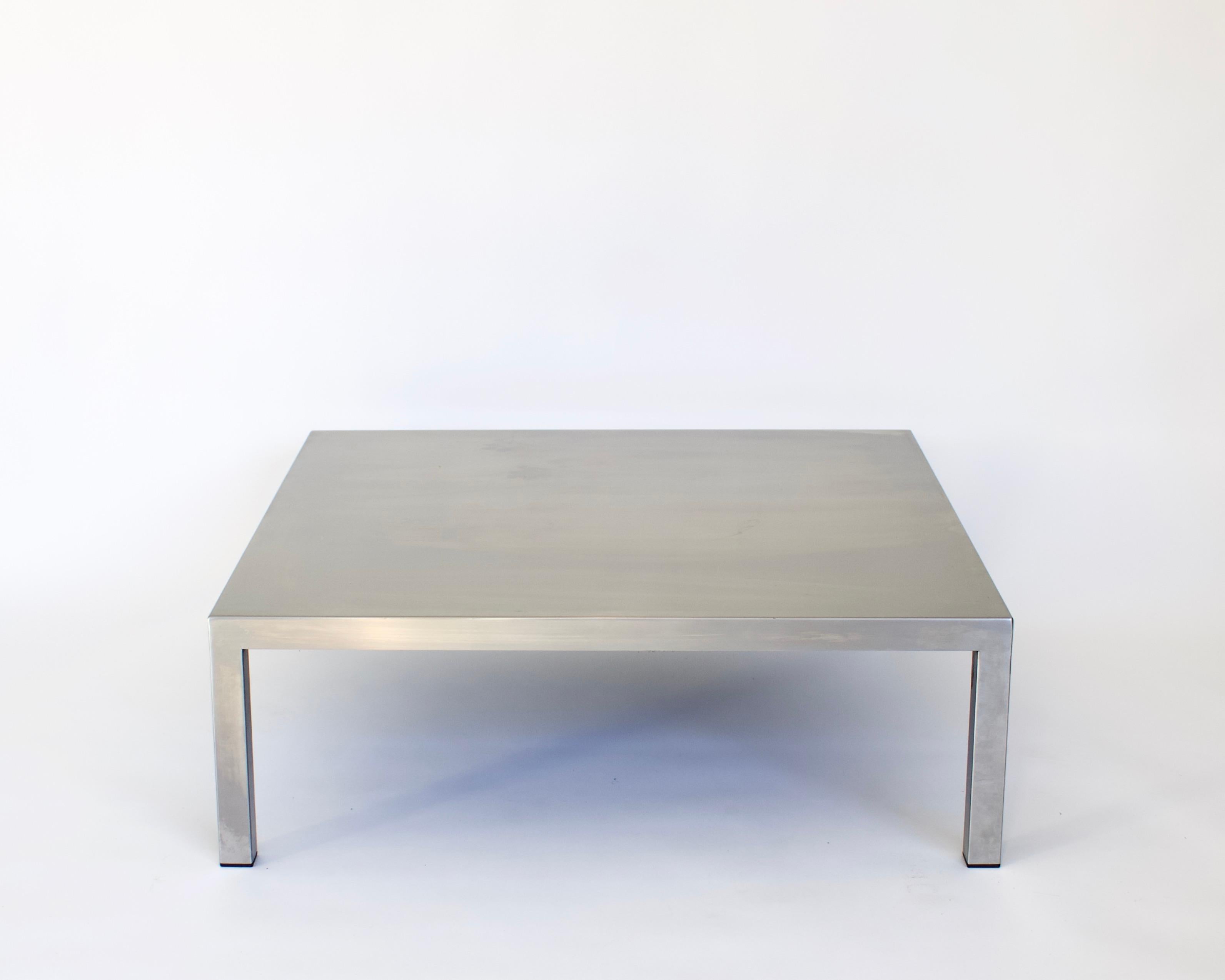 Mid-Century Modern Maria Pergay Square French Stainless Steel Coffee Table, circa 1970