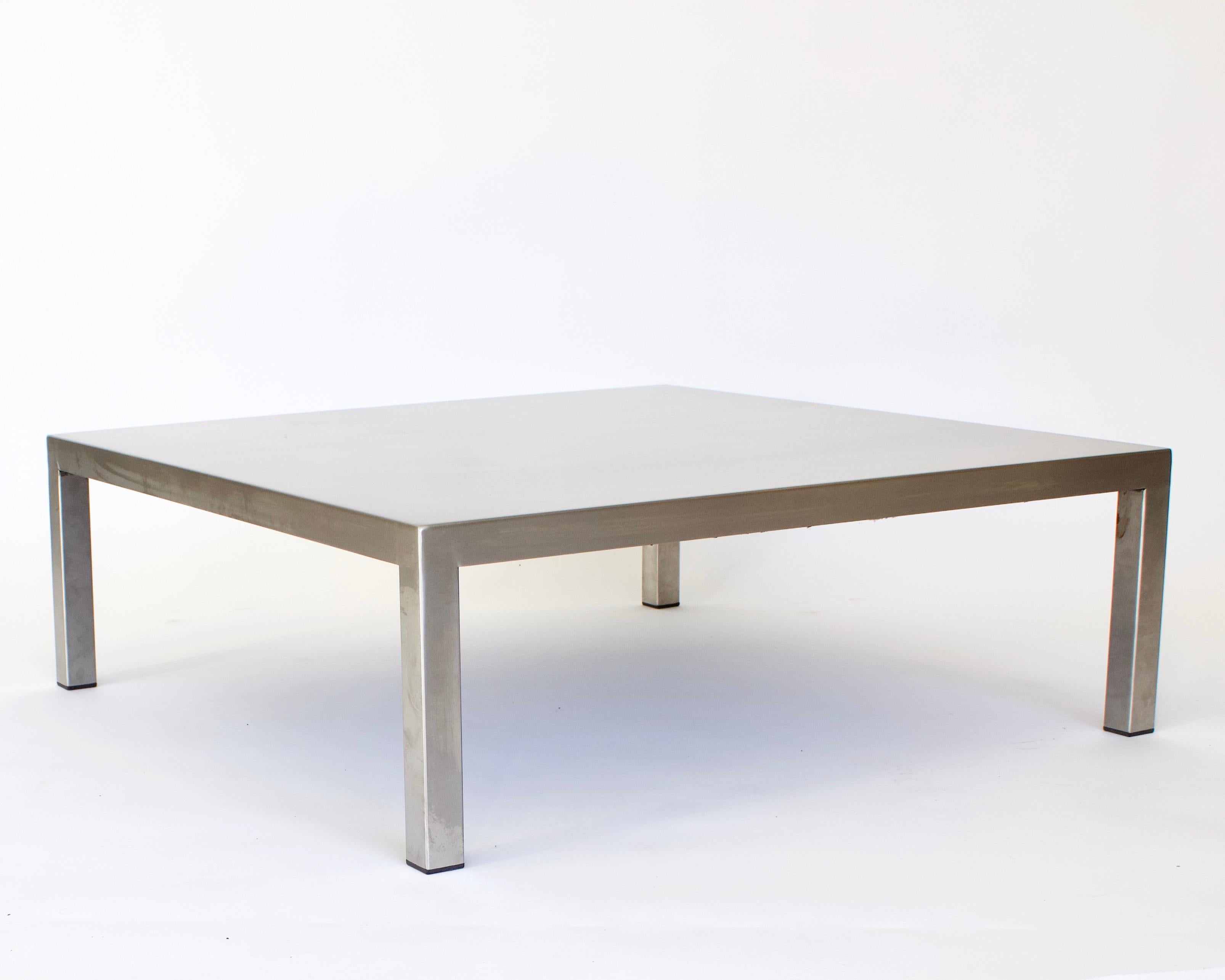 Maria Pergay Square French Stainless Steel Coffee Table, circa 1970 In Good Condition For Sale In Chicago, IL