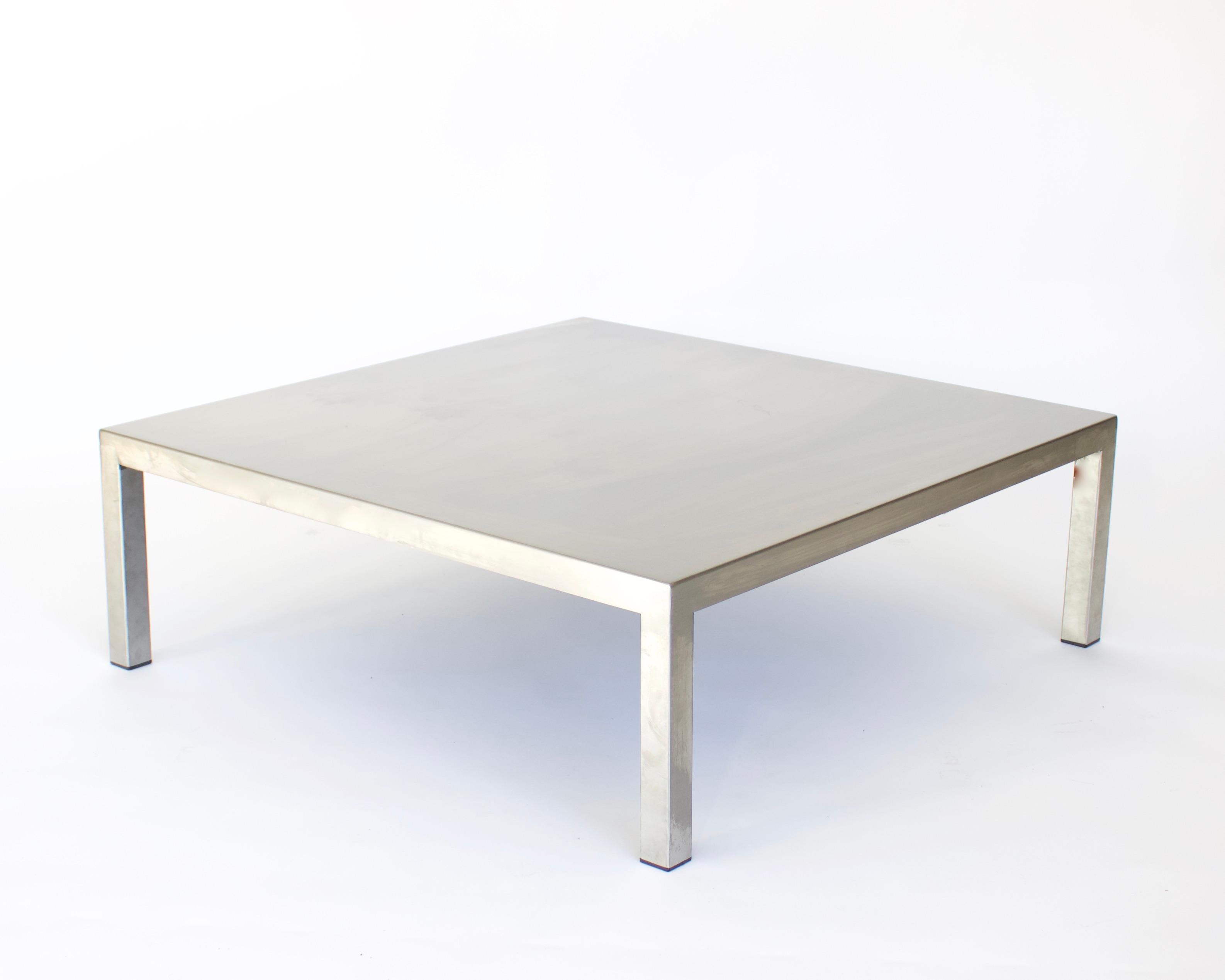 Late 20th Century Maria Pergay Square French Stainless Steel Coffee Table, circa 1970 For Sale