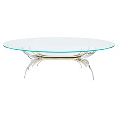 Retro Maria Pergay steel and brass dining table Gerbe 1970