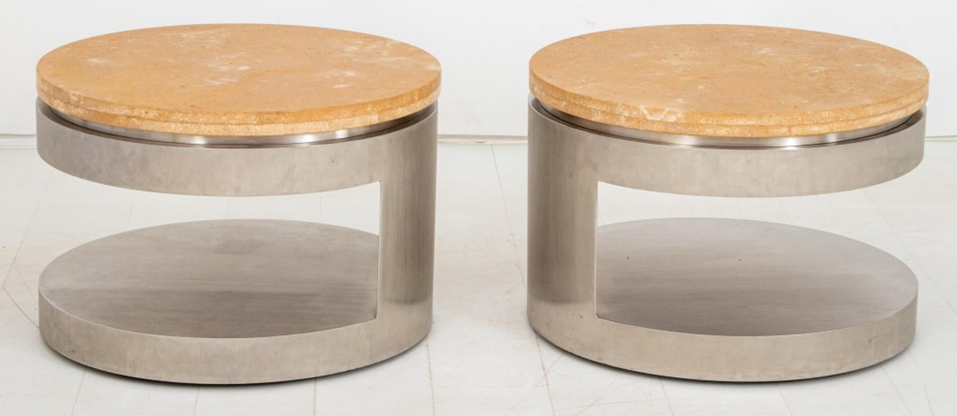 20th Century Maria Pergay Style Industrial Modern Tables, Pair