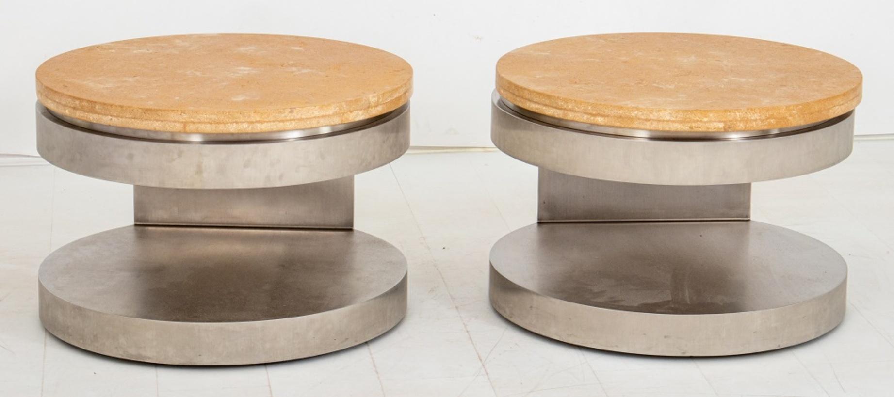 Maria Pergay Style Industrial Modern Tables, Pair 1