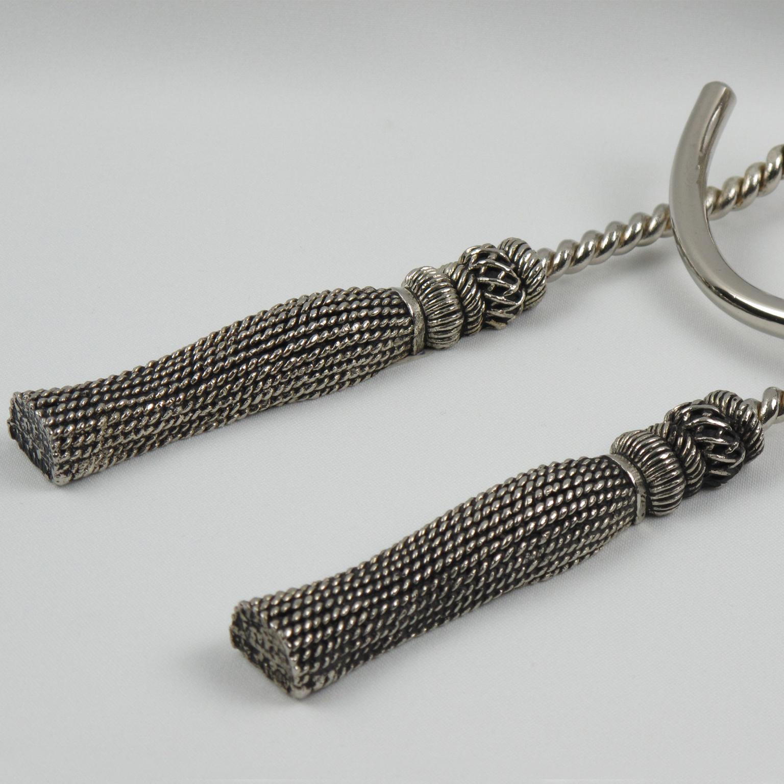 Maria Pergay Style Silver Plate Wine Bottle Holder Pourer Caddy In Excellent Condition For Sale In Atlanta, GA