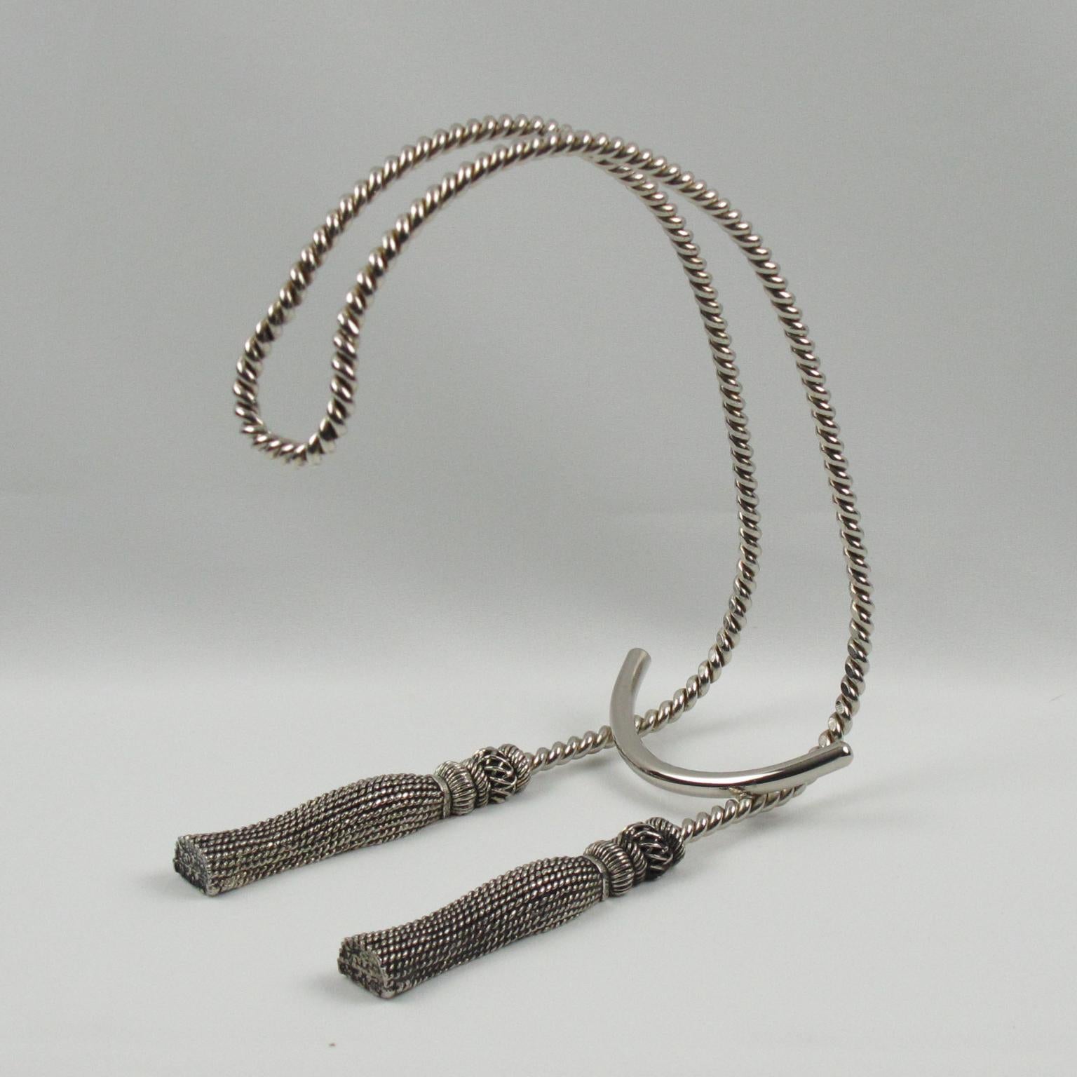 Mid-20th Century Maria Pergay Style Silver Plate Wine Bottle Holder Pourer Caddy For Sale