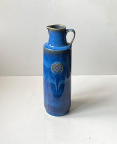 Maria Philippi Blue 'Northern Light' Floor Vase in Stoneware for Søholm, 1960s