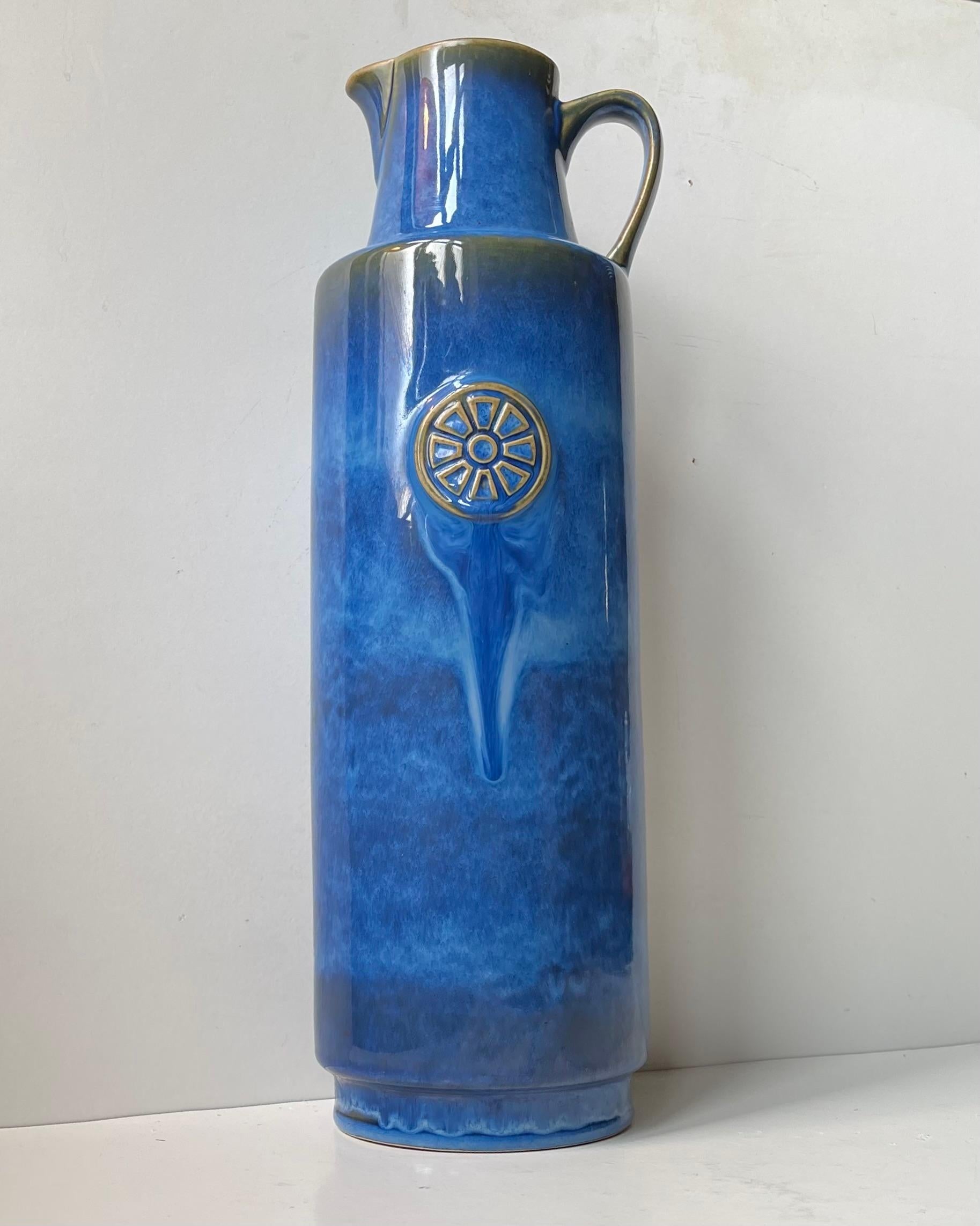 Scandinavo moderno Vaso da terra 'Northern Light' di Maria Philippi in gres blu per Søholm, anni '60 in vendita