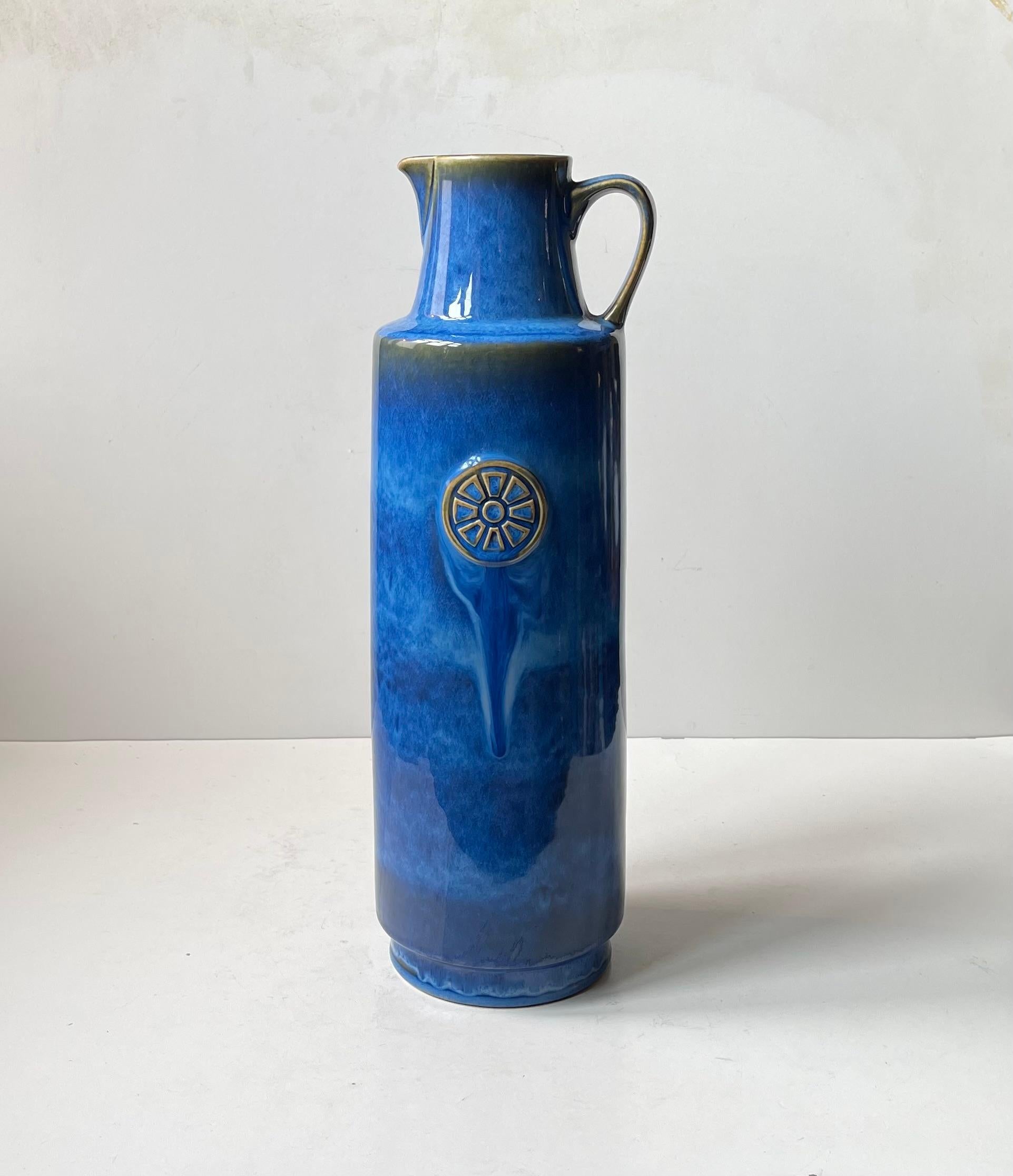 Smaltato Vaso da terra 'Northern Light' di Maria Philippi in gres blu per Søholm, anni '60 in vendita