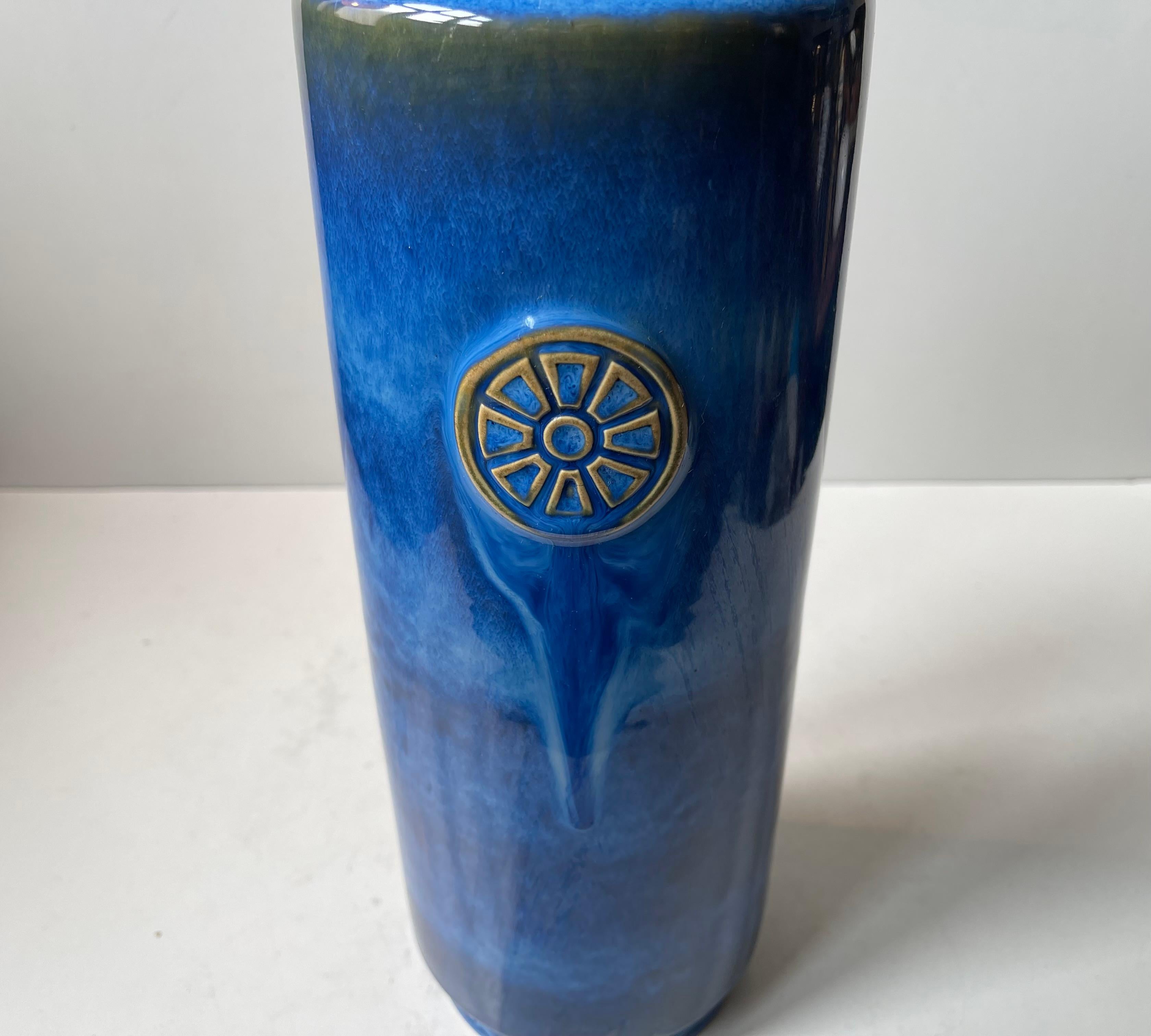 Vaso da terra 'Northern Light' di Maria Philippi in gres blu per Søholm, anni '60 In condizioni buone in vendita a Esbjerg, DK