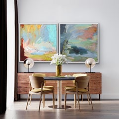 Mirrored Lakes and Streams I & II, Abstract Style Painting, Gestural Artwork