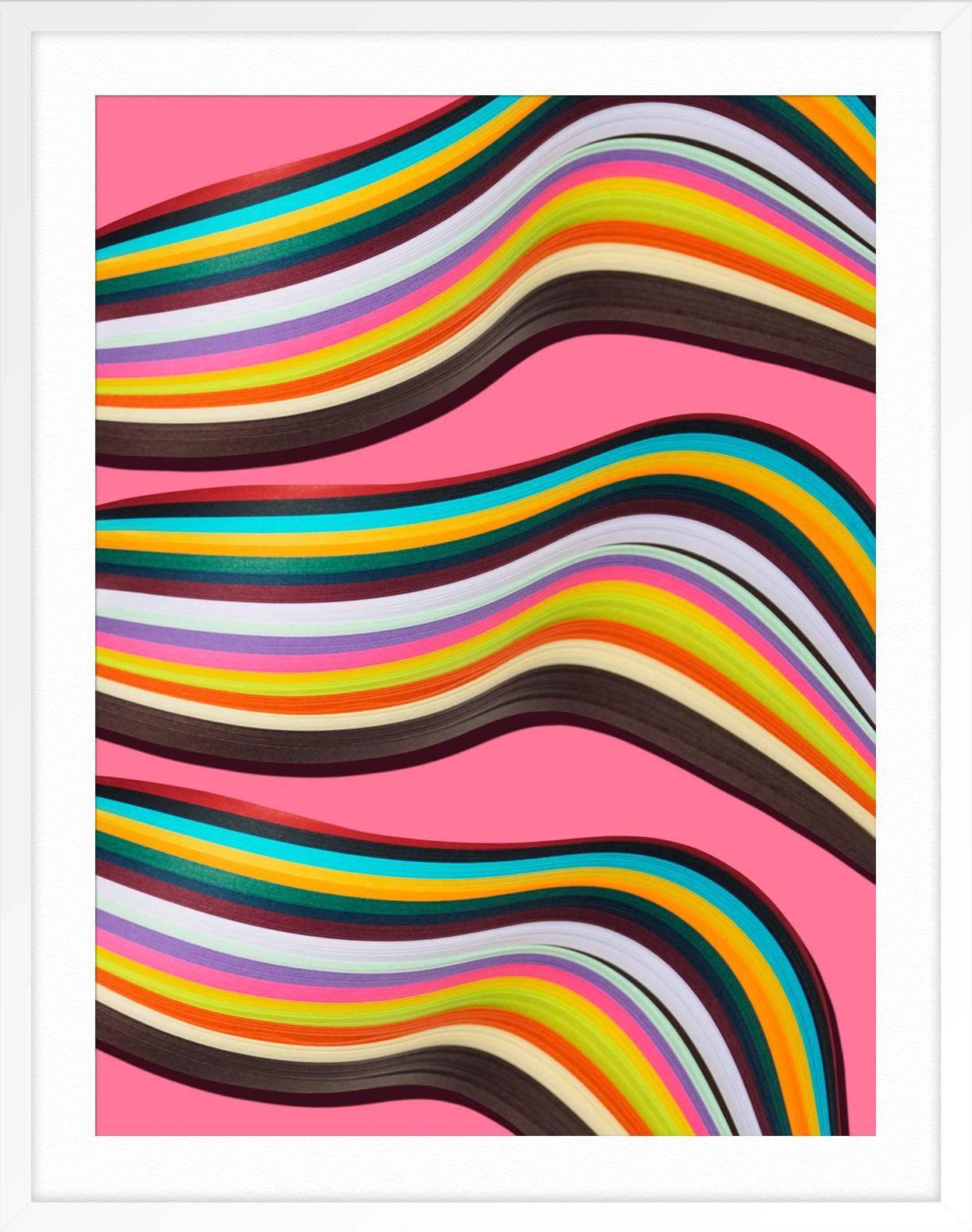 Highways Dos aus Papier (Pink), Abstract Print, von Maria Piessis