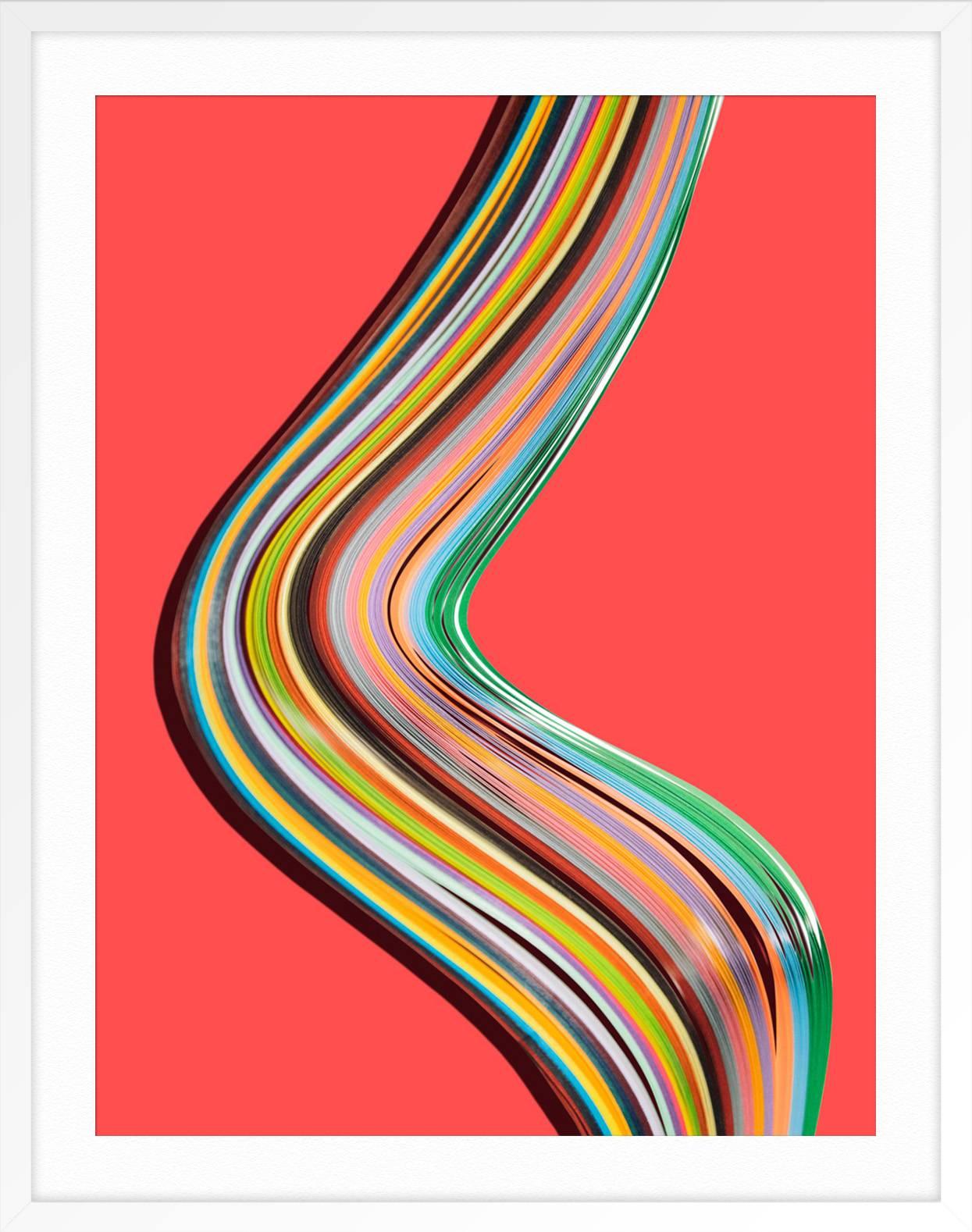 Paper Highways Uno - Red Abstract Print by Maria Piessis