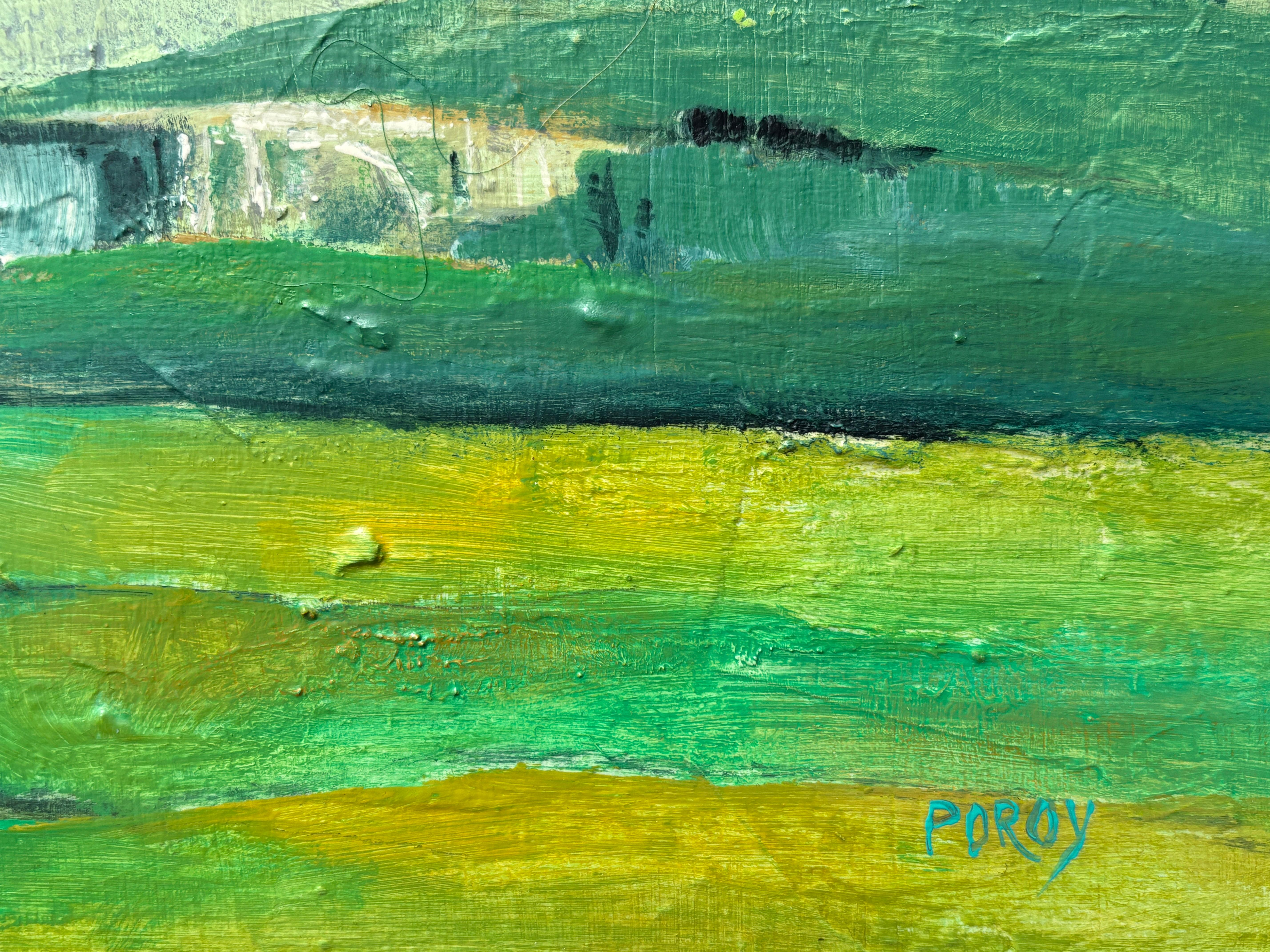 „Bixby“ von Maria Poroy - Grünes und blaues impressionistisches Big Sur-Landschaftsgemälde im Angebot 7