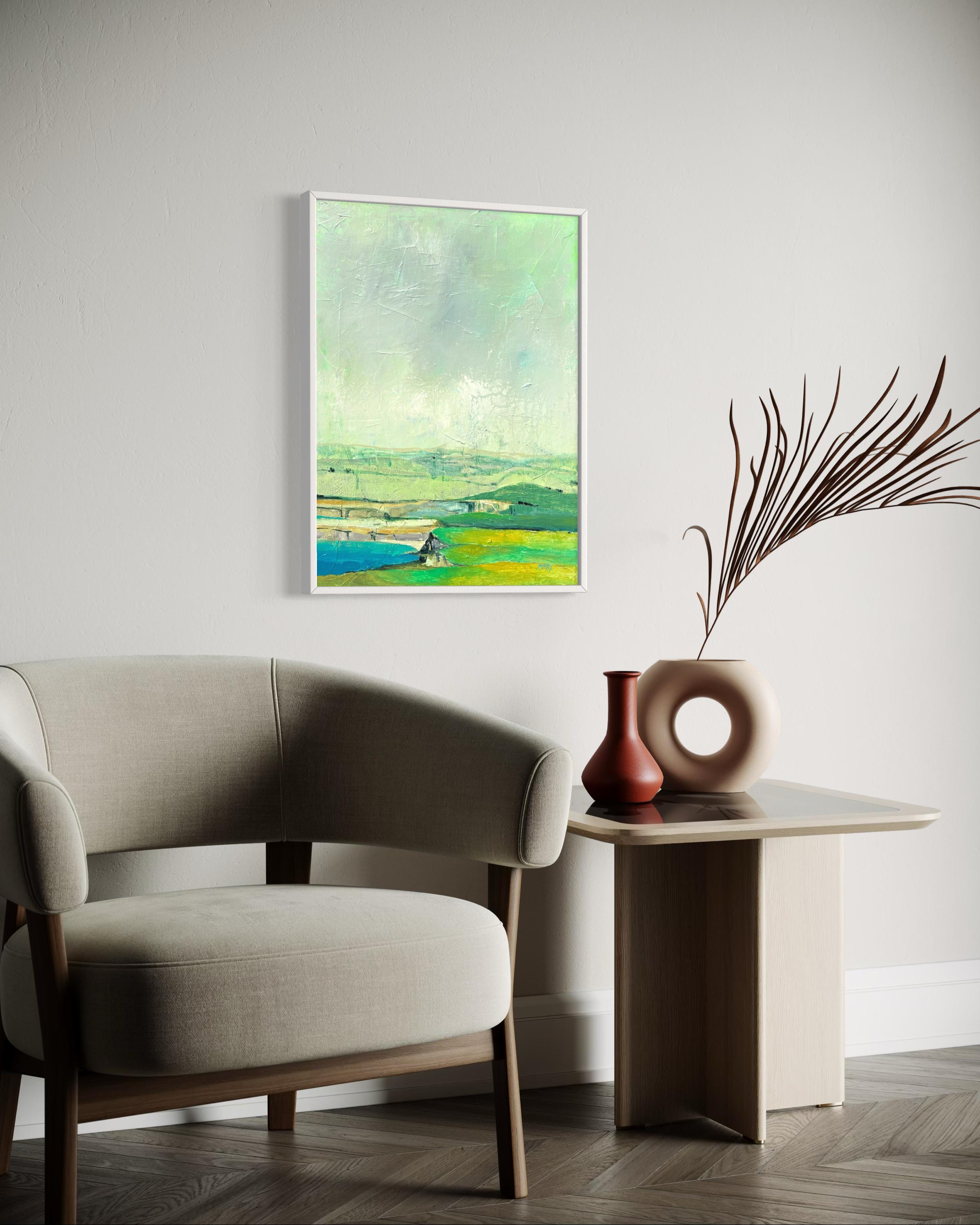 „Bixby“ von Maria Poroy - Grünes und blaues impressionistisches Big Sur-Landschaftsgemälde im Angebot 8