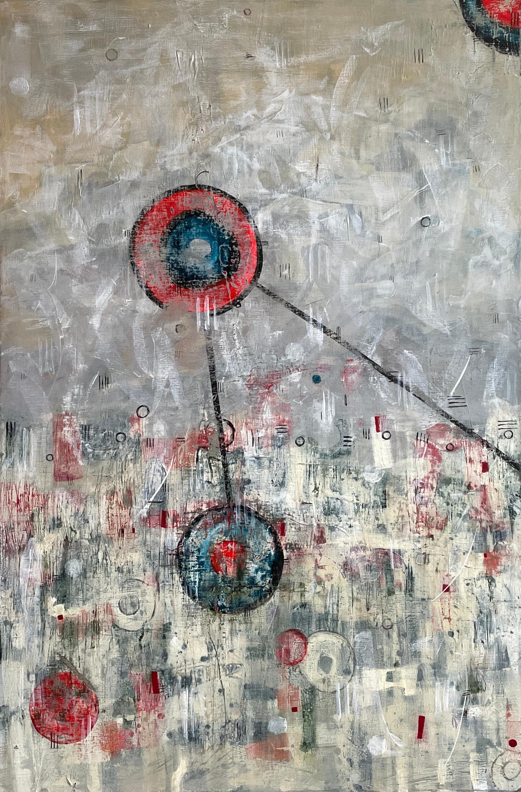 „Enigma Machine“ von Maria Poroy – Abstraktes Diptychon-Kunstwerk in Erde und grauem Farbton – Diptychon im Angebot 2