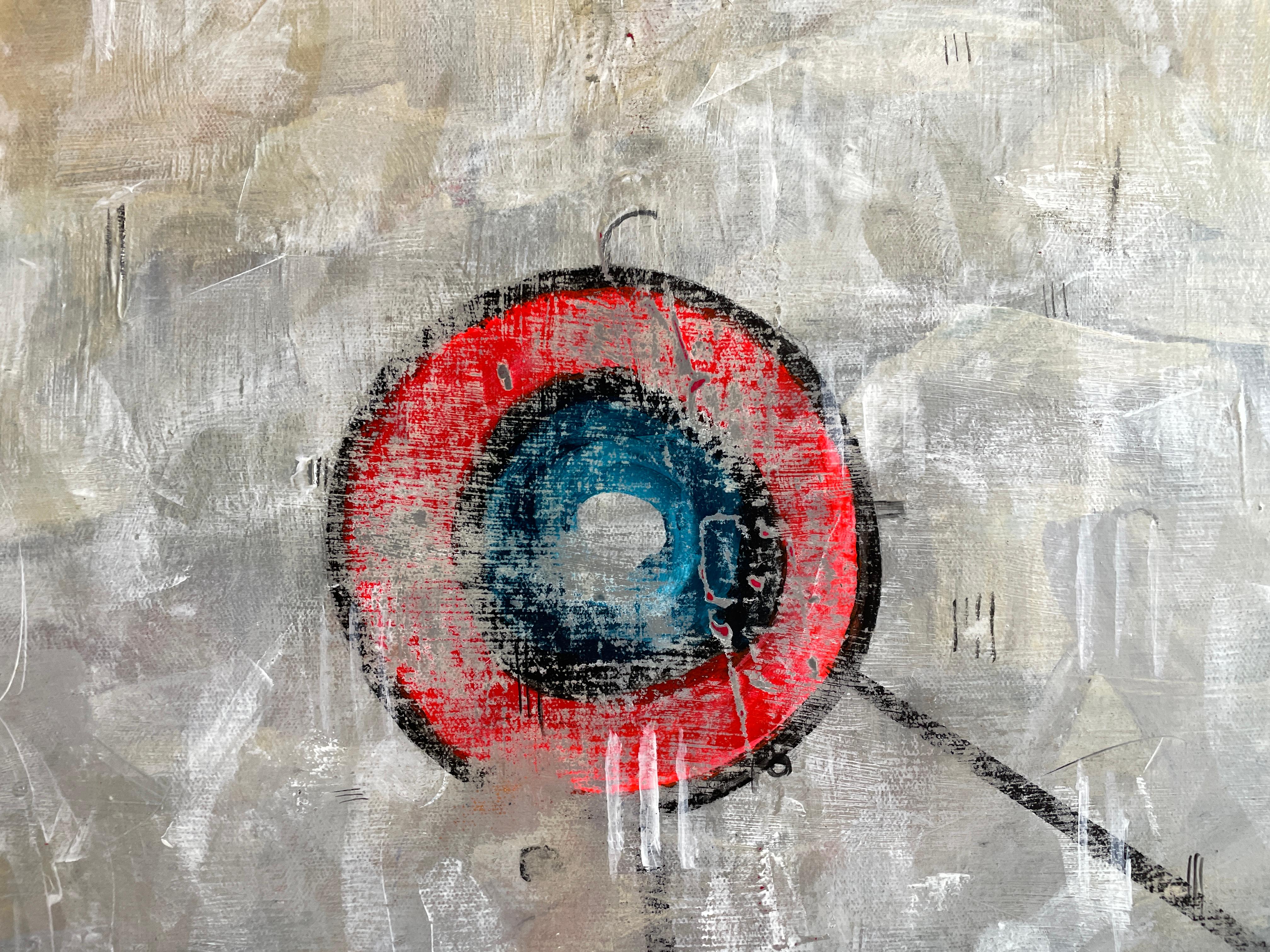 „Enigma Machine“ von Maria Poroy – Abstraktes Diptychon-Kunstwerk in Erde und grauem Farbton – Diptychon im Angebot 3