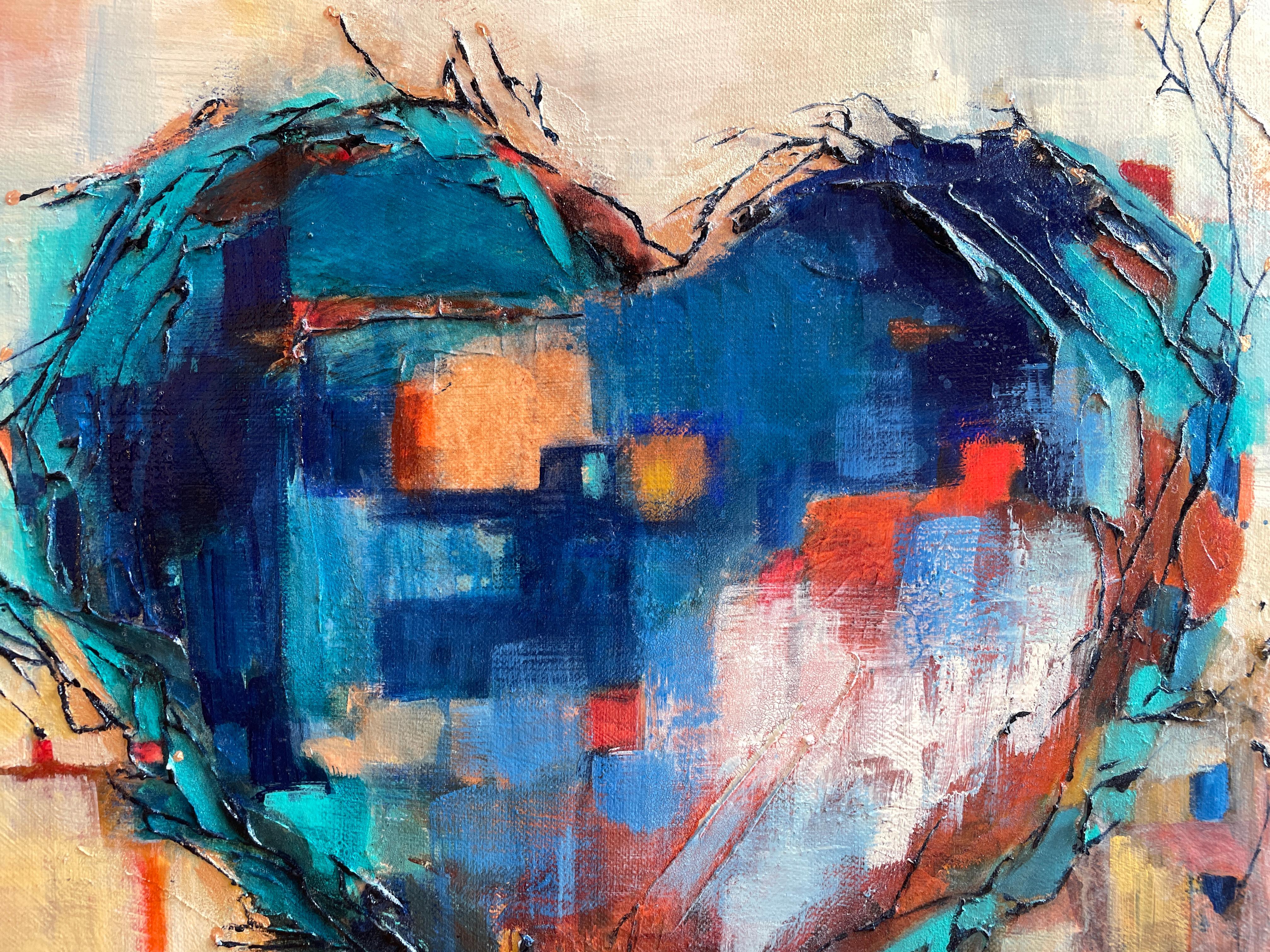 'Growing Love' - Valentines Day Heart - Abstract Expressionism by Maria Poroy For Sale 3