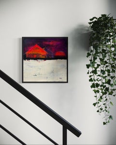 "House of the Rising Sun" by Poroy - Dark Landscape - Purple Sky and Orange Home