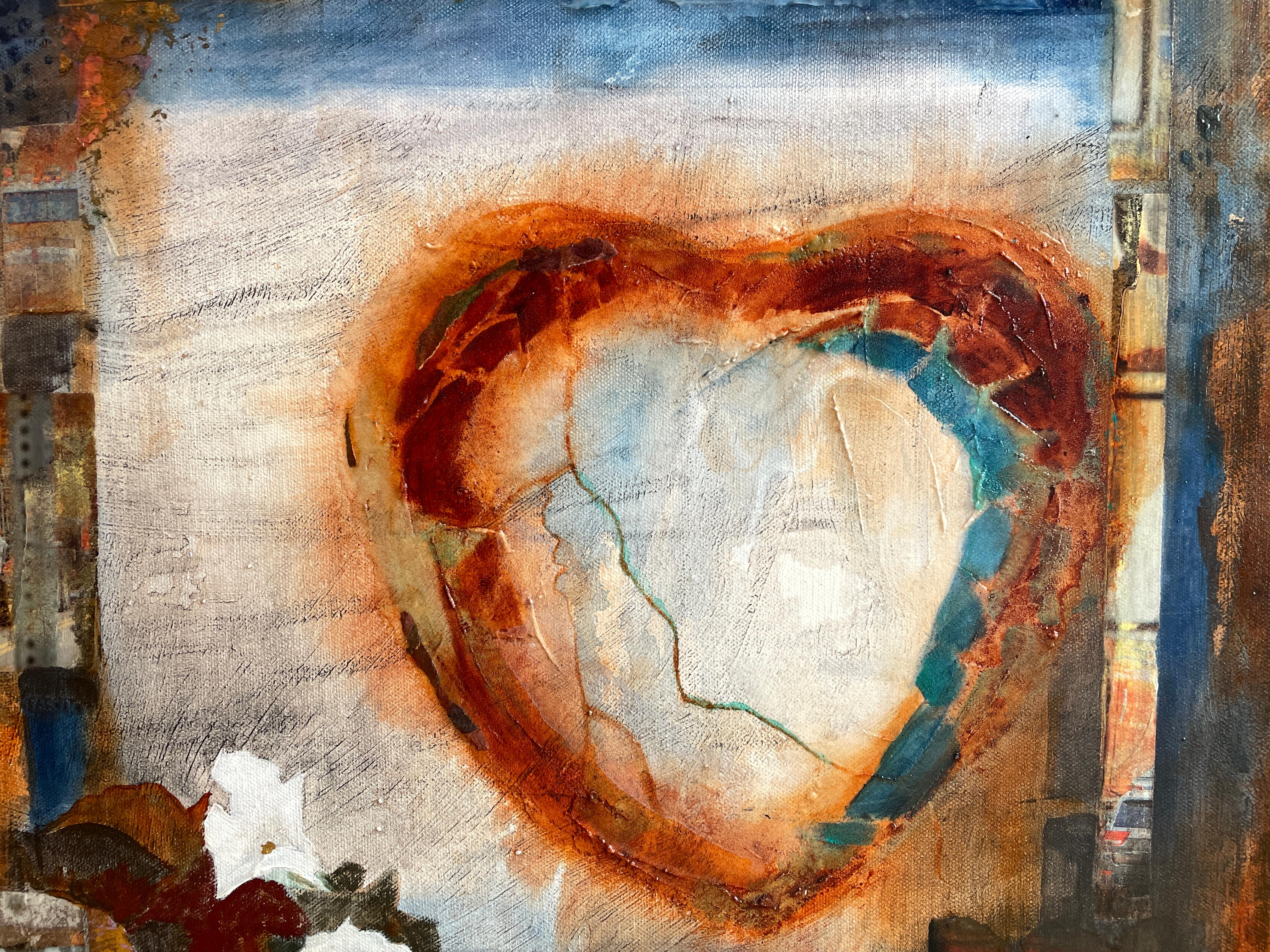 'Love in Hard Times' - Valentine's Heart - Contemporary Abstract Expressionism - Abstract Expressionist Painting by Maria Poroy