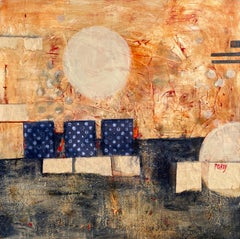 Lever de lune - Crépuscule lunaire - Expressionnisme abstrait contemporain de Maria Poroy
