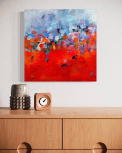 'Revelation' - Red, Blue, and Orange Bright Contemporary Abstract Painting