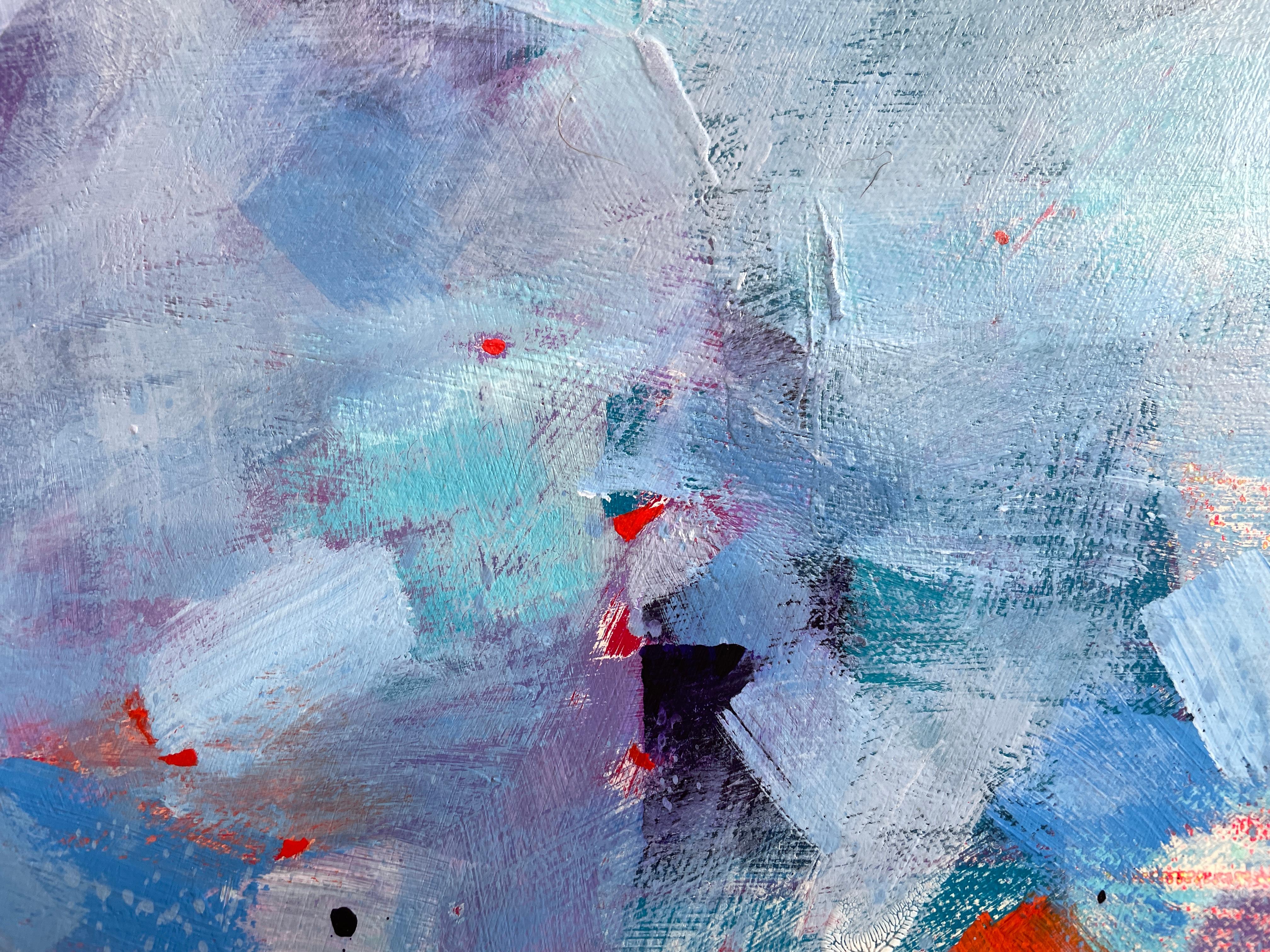 'Revelation' - Blue and Red - Small Contemporary Abstract Expressionism - Abstract Expressionist Painting by Maria Poroy