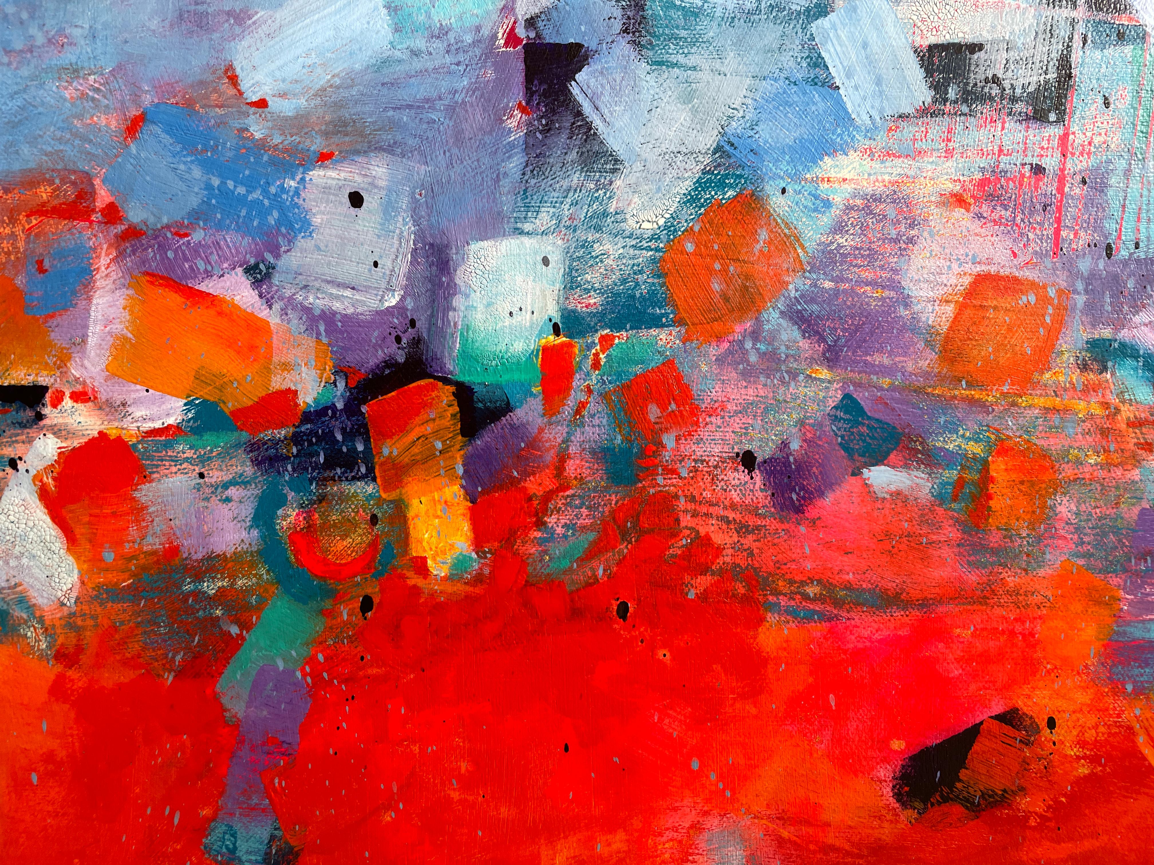 'Revelation' - Blue and Red - Small Contemporary Abstract Expressionism For Sale 1