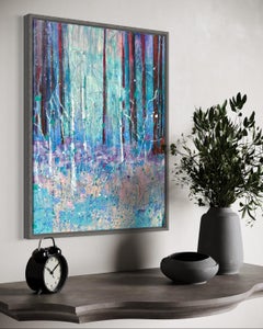 "The Grove" by Maria Poroy - Abstract Impressionist Forest in Blue and Purple