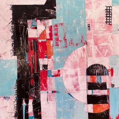 'Time Traveler' di Maria Poroy - Arte astratta contemporanea rossa, nera e blu