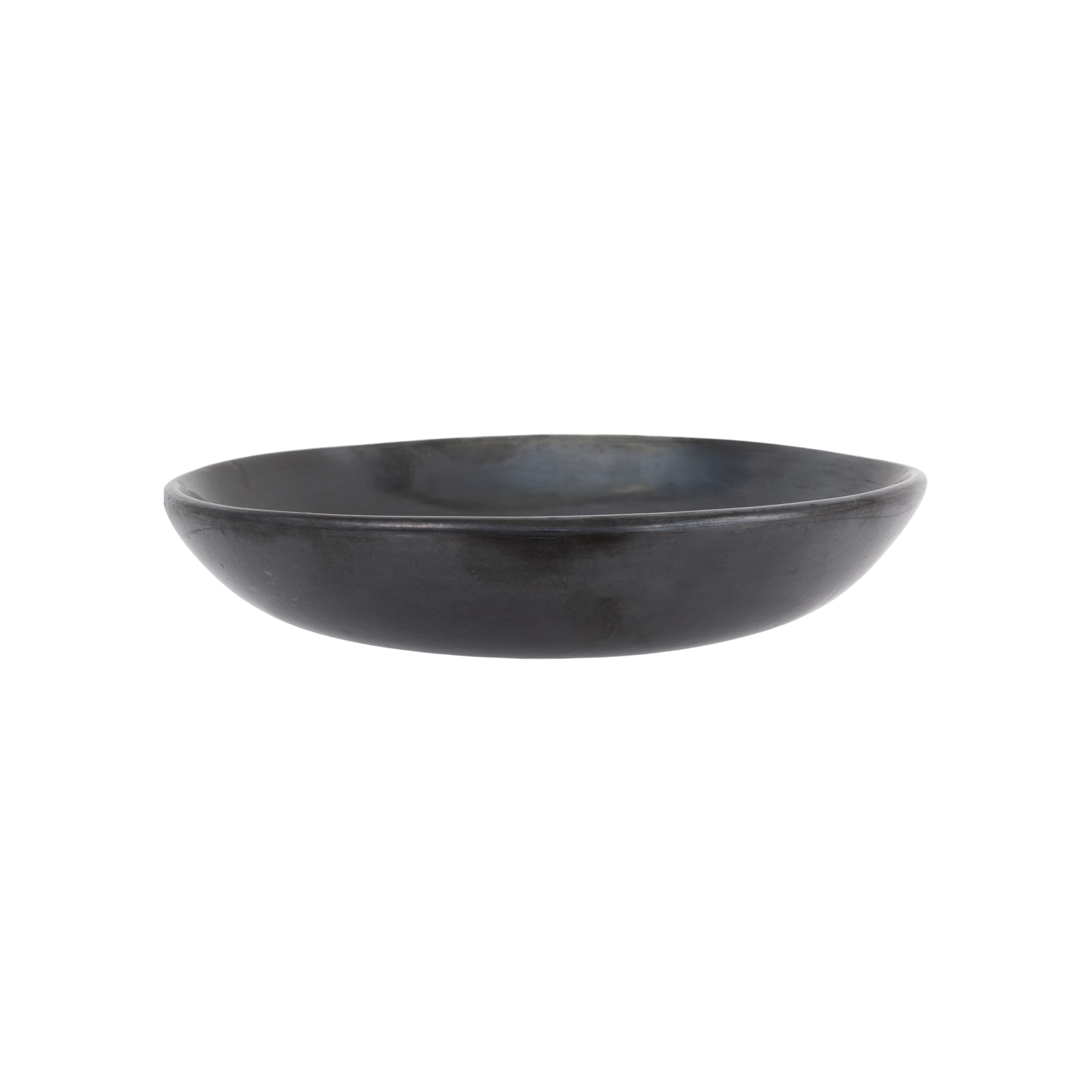 Polished plain black on black pottery bowl by Maria Martinez, signed Maria Poveka. 1956 - 1965; 9 1/2