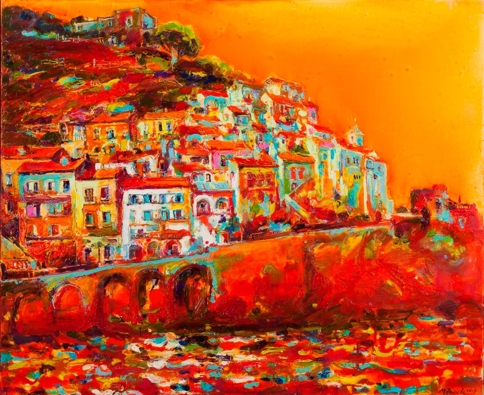 Maria Raycheva Landscape Painting - Amalfi Sunset - Italy