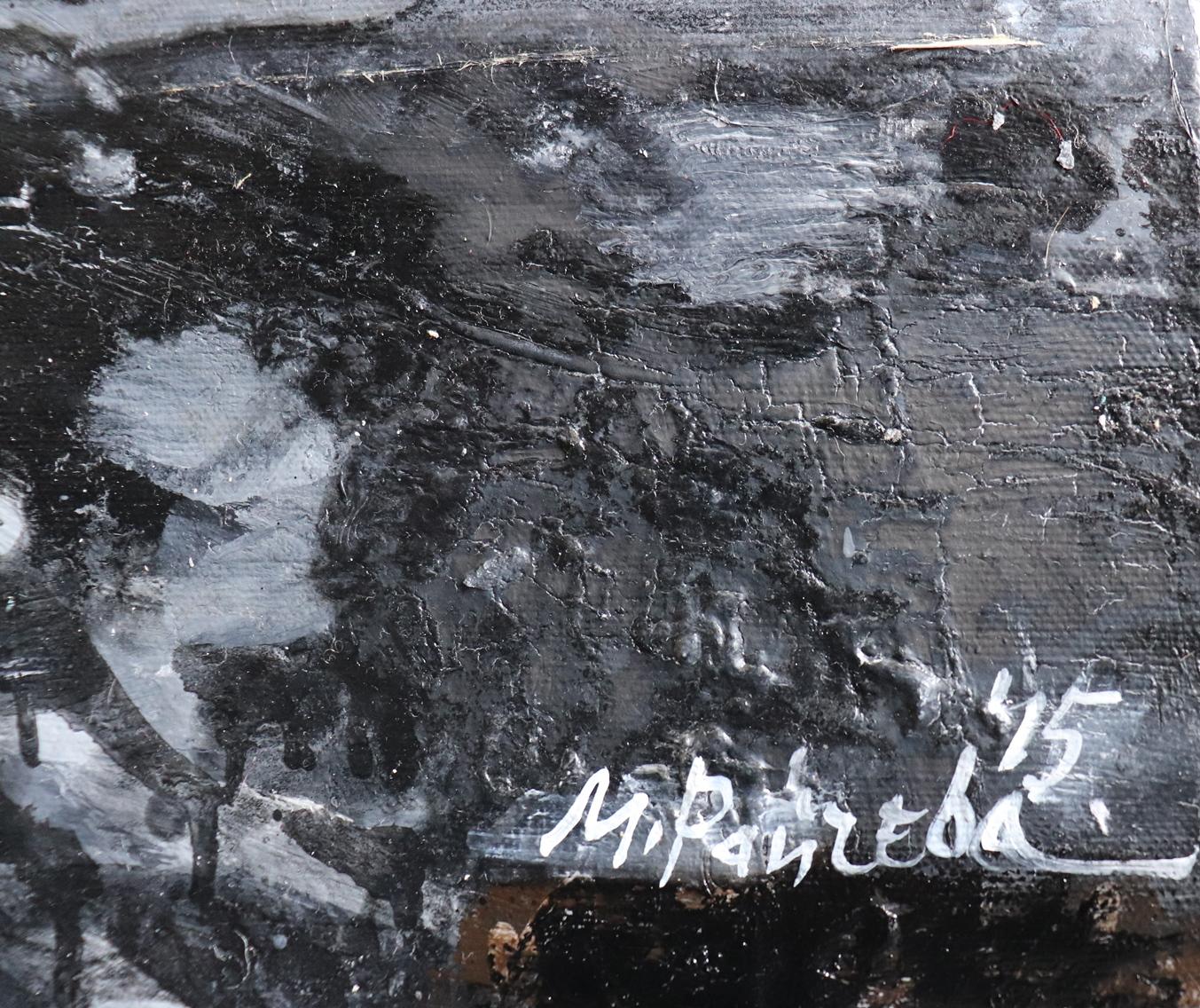 Coast - Landschaftsgemälde Ölfarben monochrom, weiß und schwarz (Schwarz), Landscape Painting, von Maria Raycheva