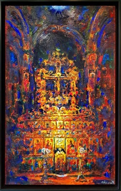 Easter - Oil Painting Orange Blue Red White Gold