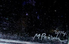 La Notre Dame De Paris Vitrage - A destra - Pittura a olio Blu Rosso Bianco Viola