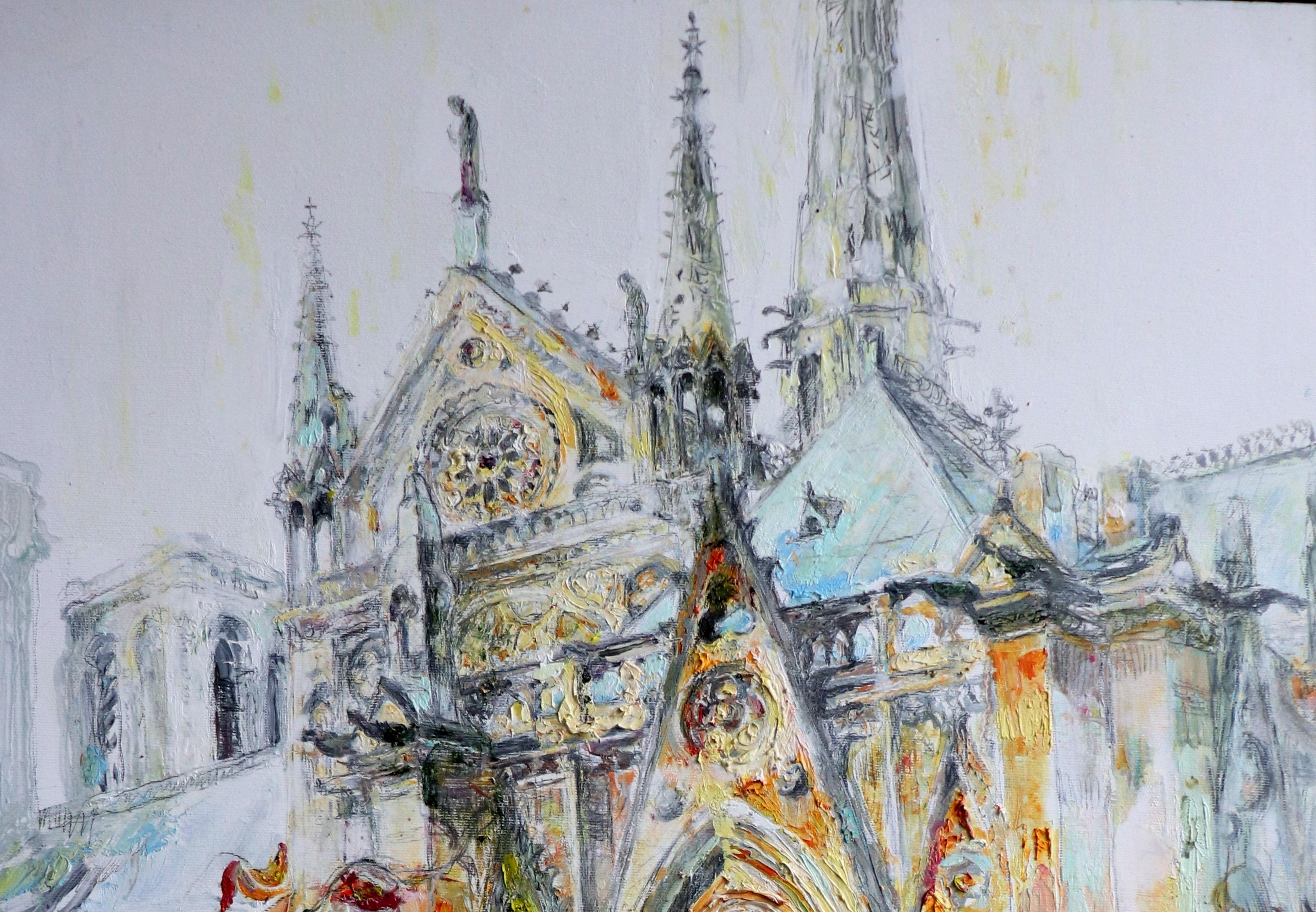 Notre Dame De Paris  - Impressionist Painting by Maria Raycheva