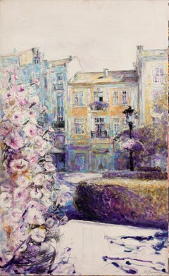 Plovdiv Autumn Flowers - Painting Oil Color Yellow White Grey Blue Purple