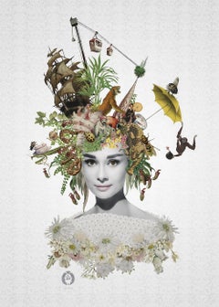 ''Miss Baker'' Limited edition print of surrealistic collage, Audrey Hepburn