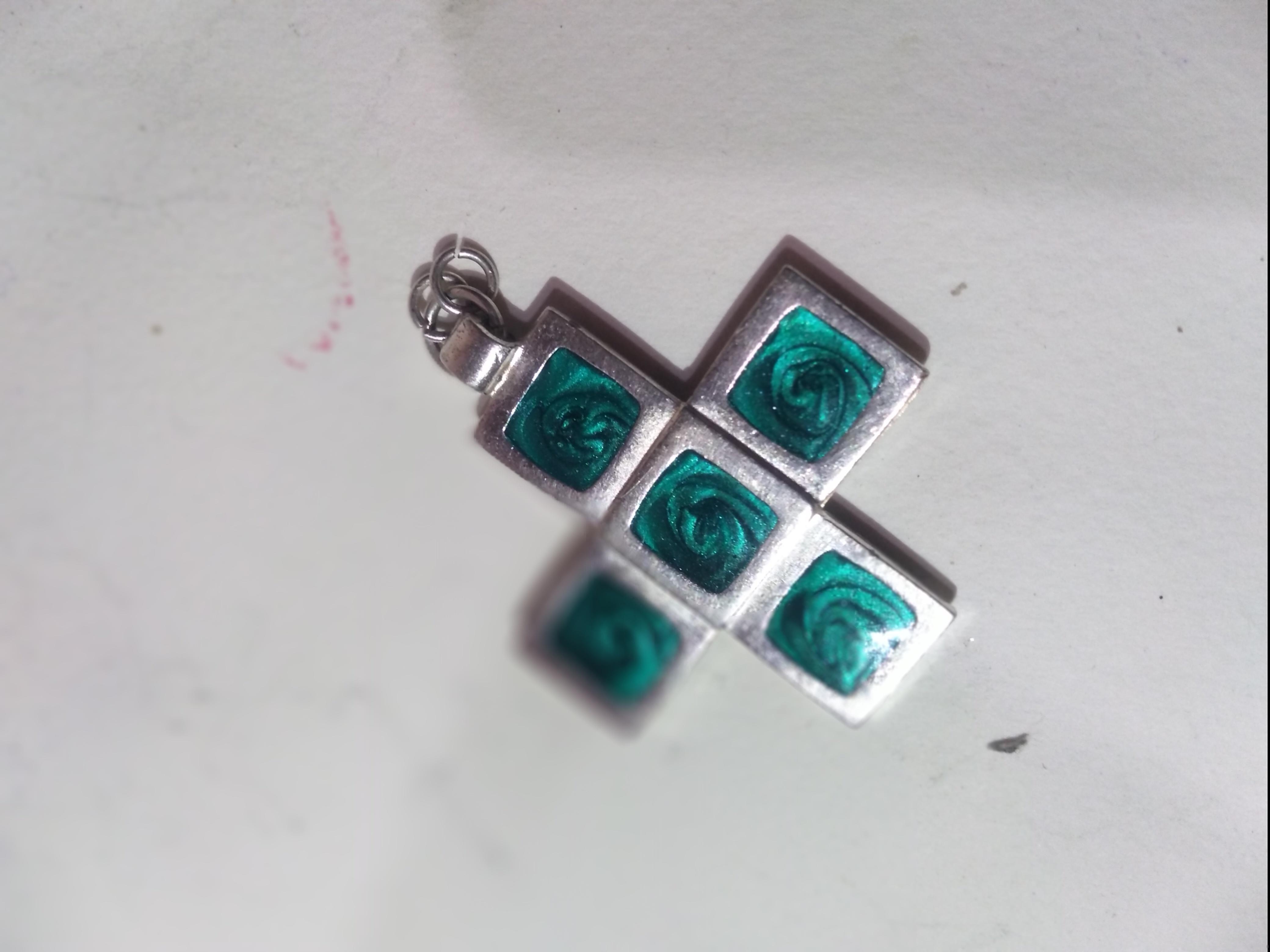 American Maria Rivolta Sterling Silver Cross Pendant with Enamel