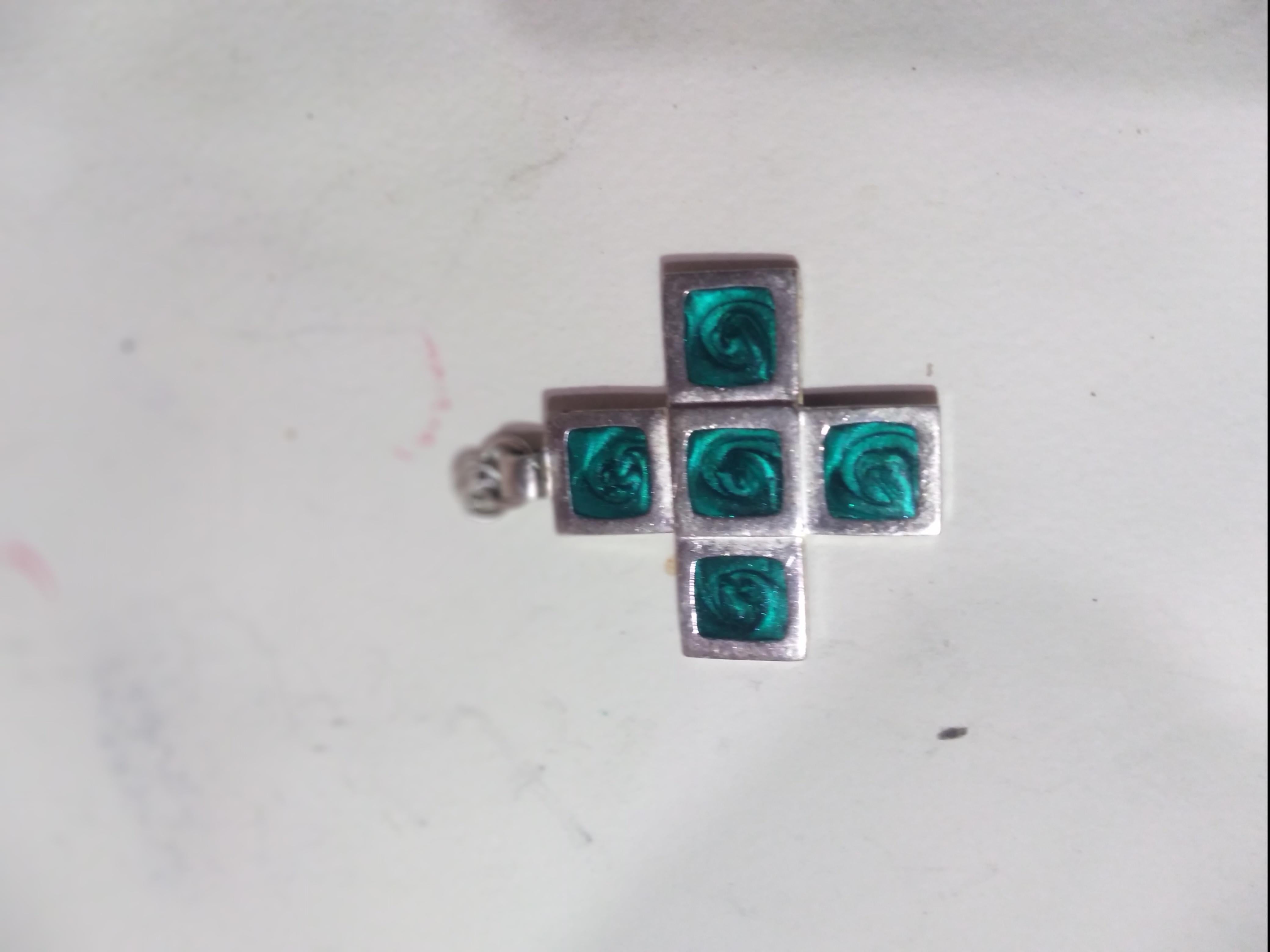 Maria Rivolta Sterling Silver Cross Pendant with Enamel In Good Condition In Pasadena, TX